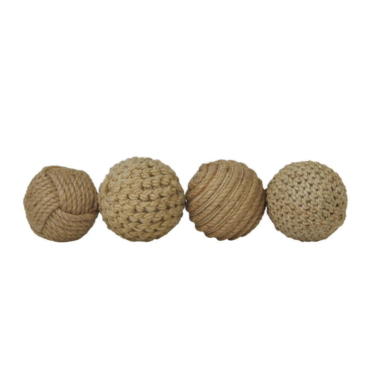 Jute Rope and Cotton Fabric Handmade Decorative Ball Orbs & Vase Filler - Set of 4 Brown or Blue - Roche River Decor