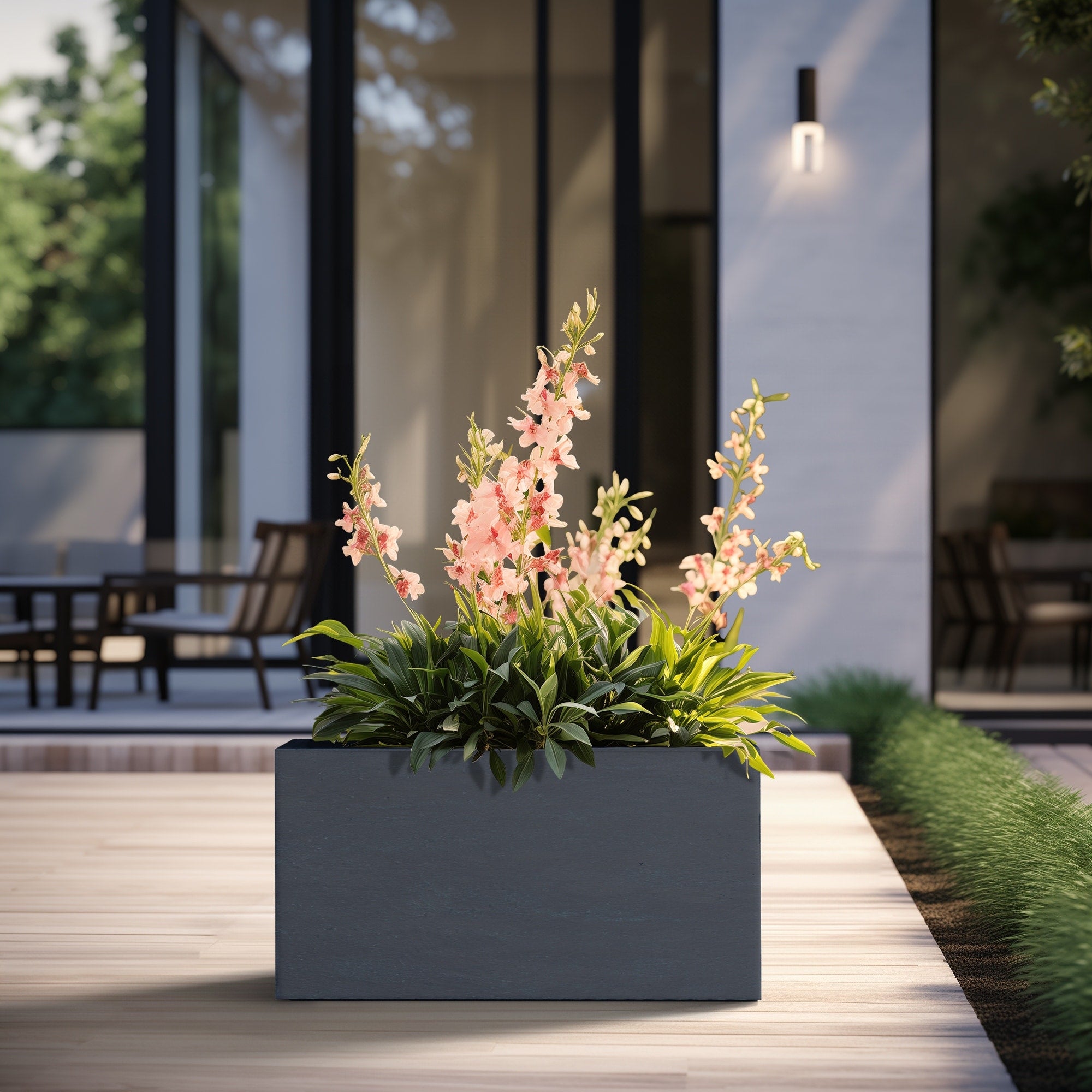 Tall Concrete Rectangle Plant Boxes / Large Indoor and Outdoor Flower Planters