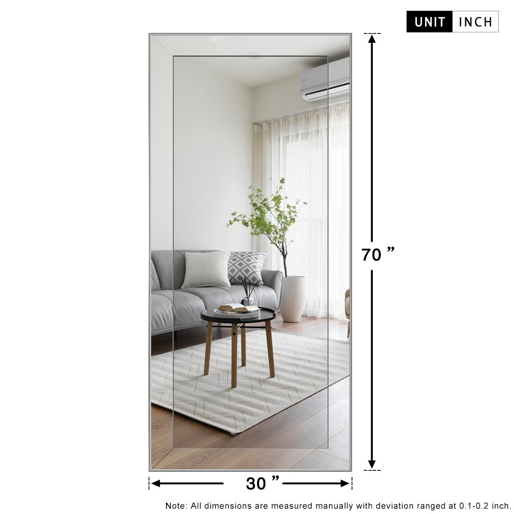 Metallic Stylish Beveled Reflective Silver Full Length Wall Mirror