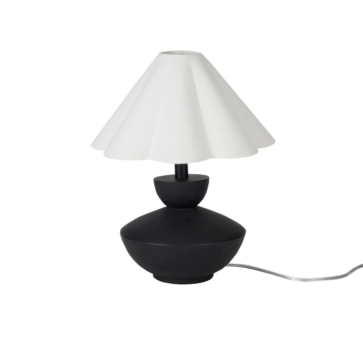 Nourison 18 Black Wooden Table Lamp with Fluted Shade