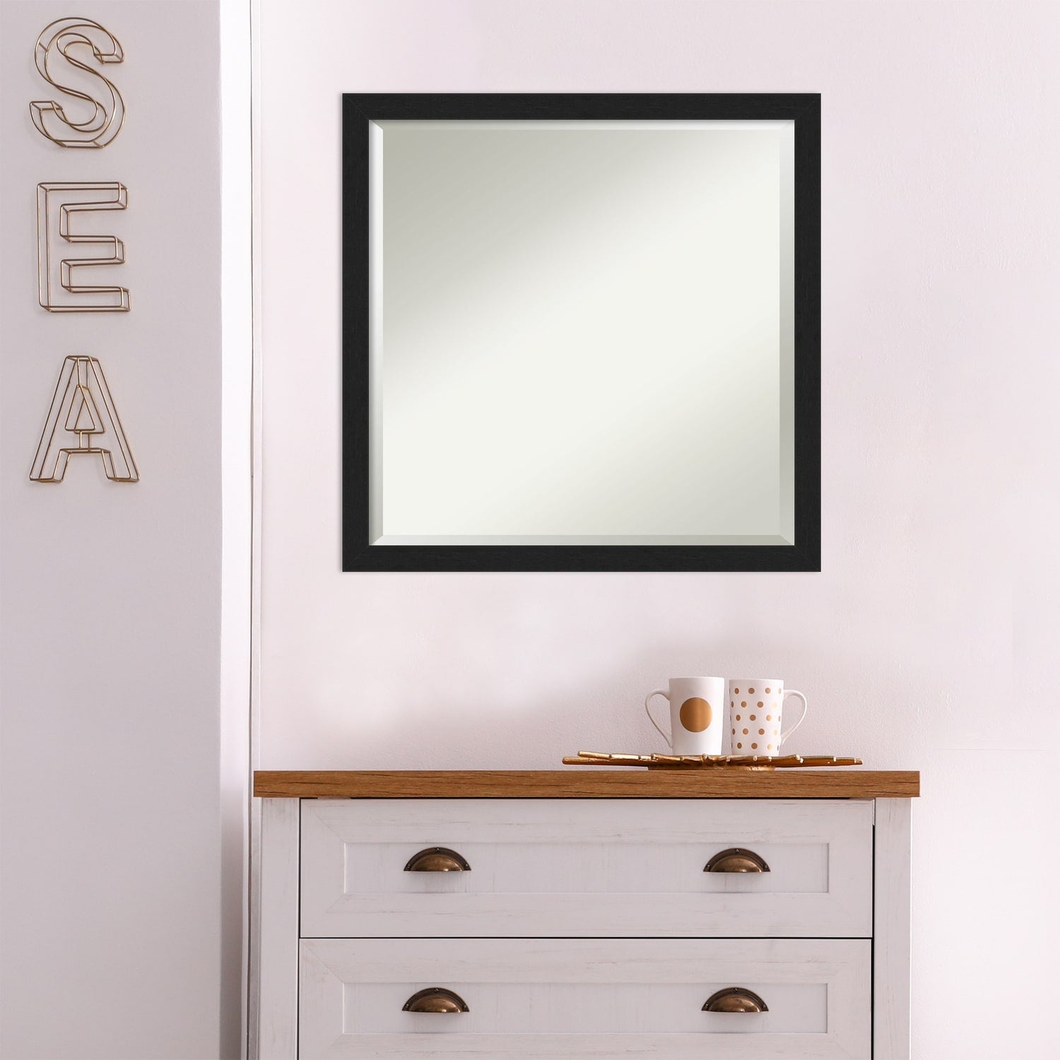 Beveled Wall Mirror - Grace Brushed Gold Narrow Frame