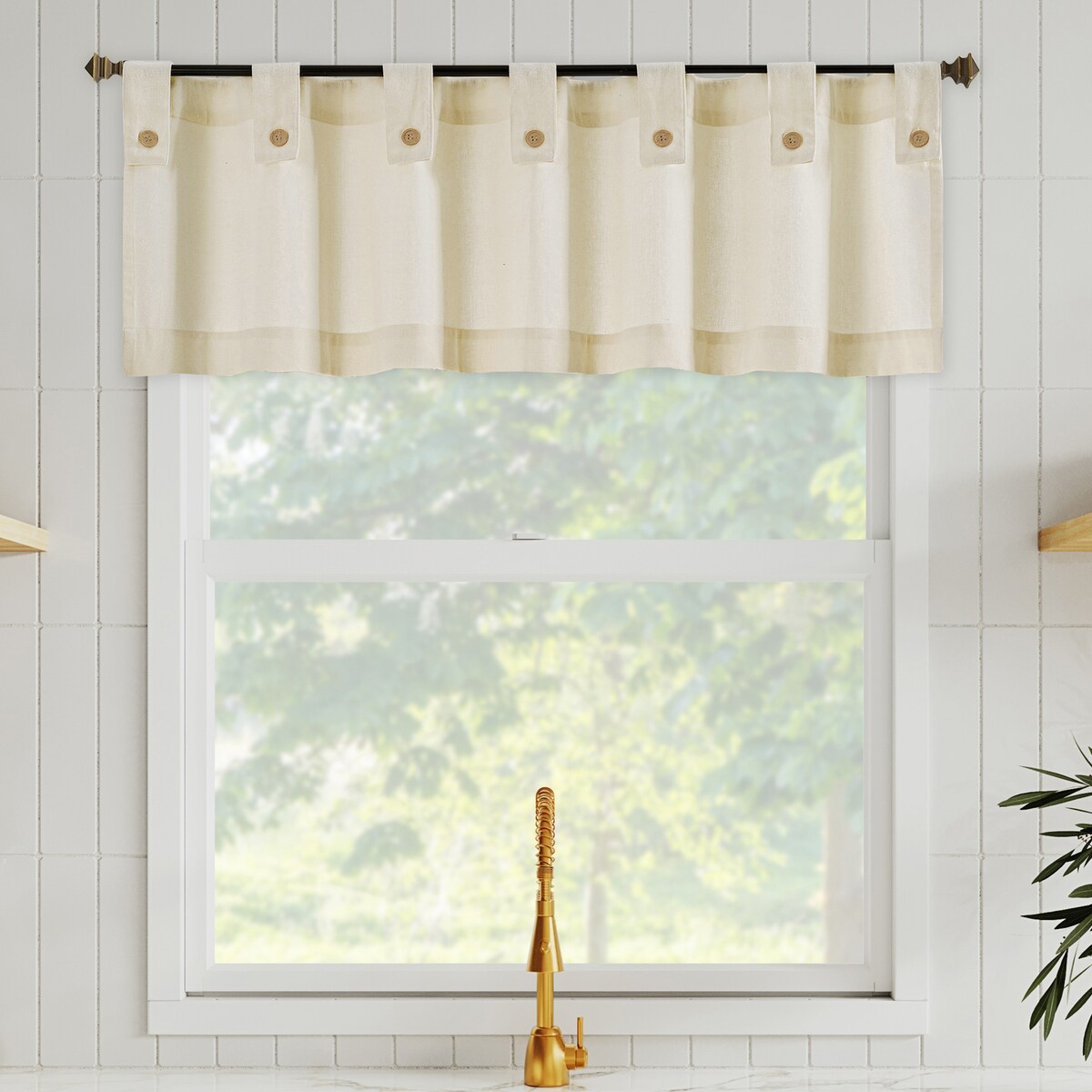 Archaeo Cotton Blend Button Tab Top Cafe Curtain Valance