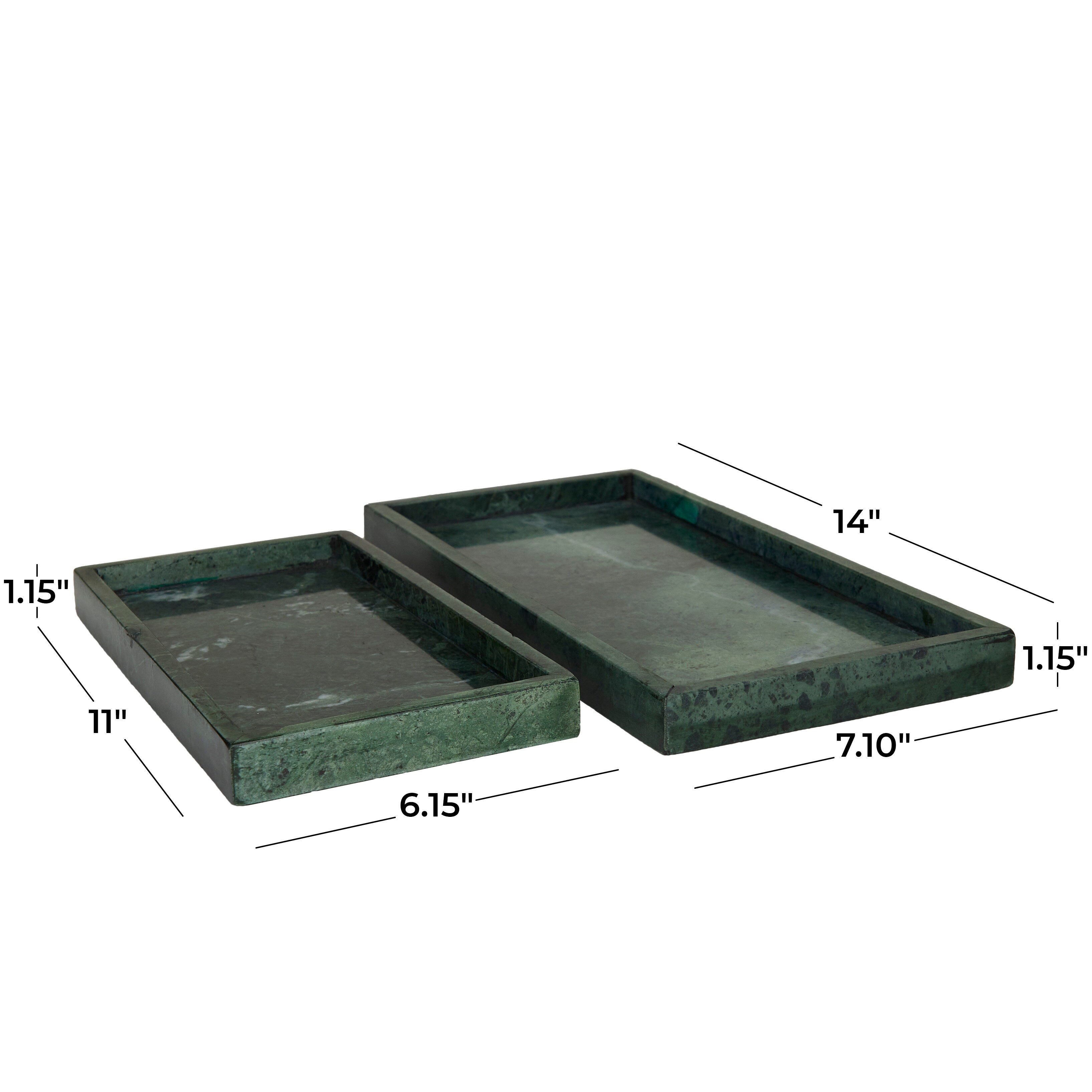 CosmoLiving by Cosmopolitan Marble Tray with Raised Border (Set of 2) - White, Black, Green