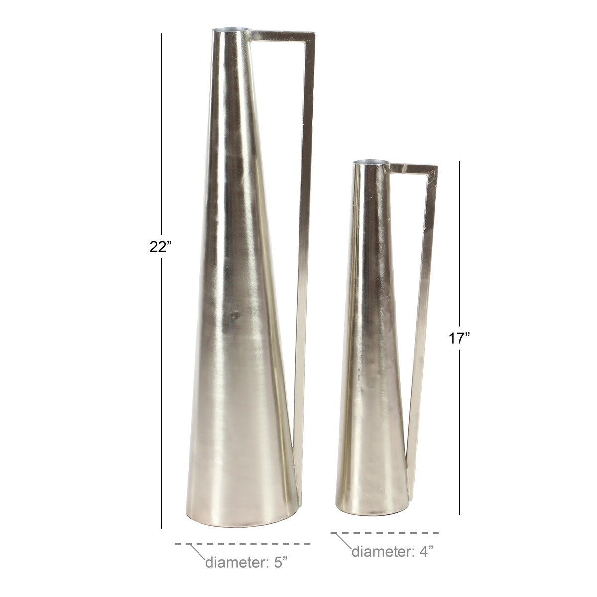 Metal Slim Cone Decorative Vase with Handles - Set of 2 Black, White, Gold, Silver, Dark Gray - CosmoLiving by Cosmopolitan