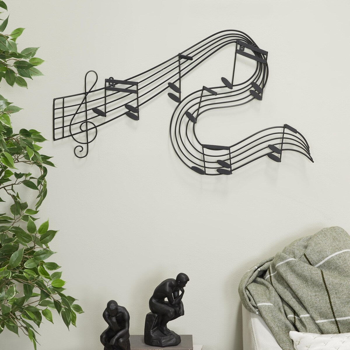 Metal Musical Notes Home Wall Decor - Black - Roche River Decor