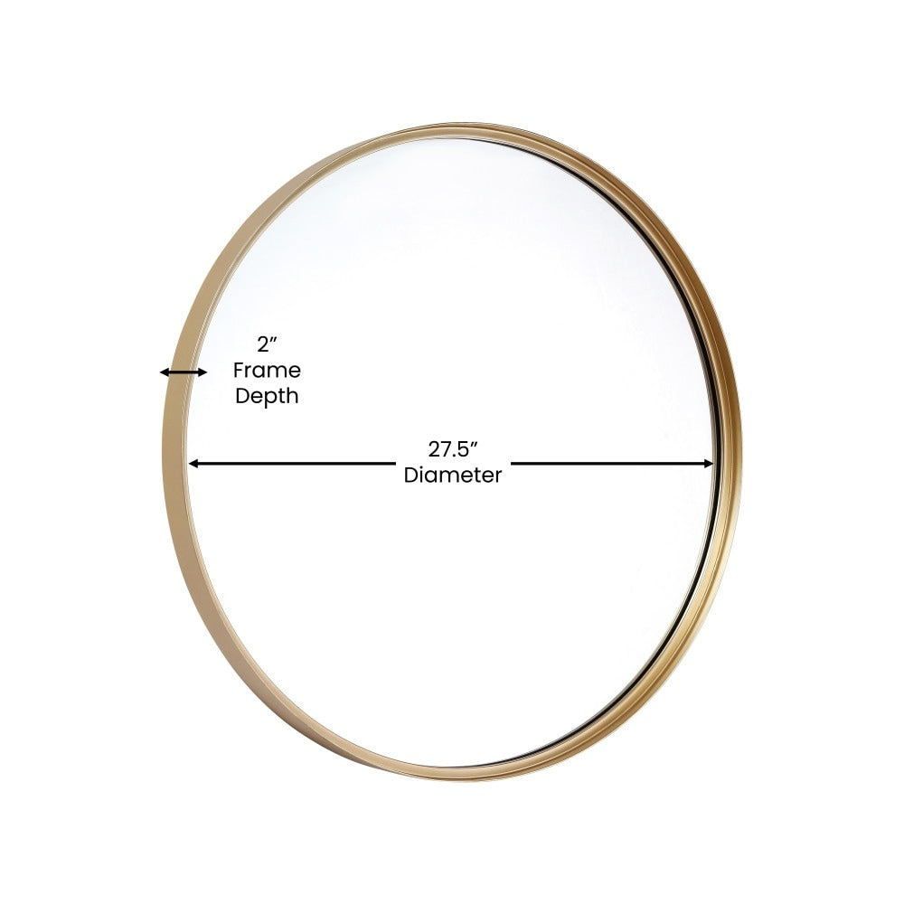 Wall Mount Shatterproof Round Accent Wall Mirror with Metal Frame