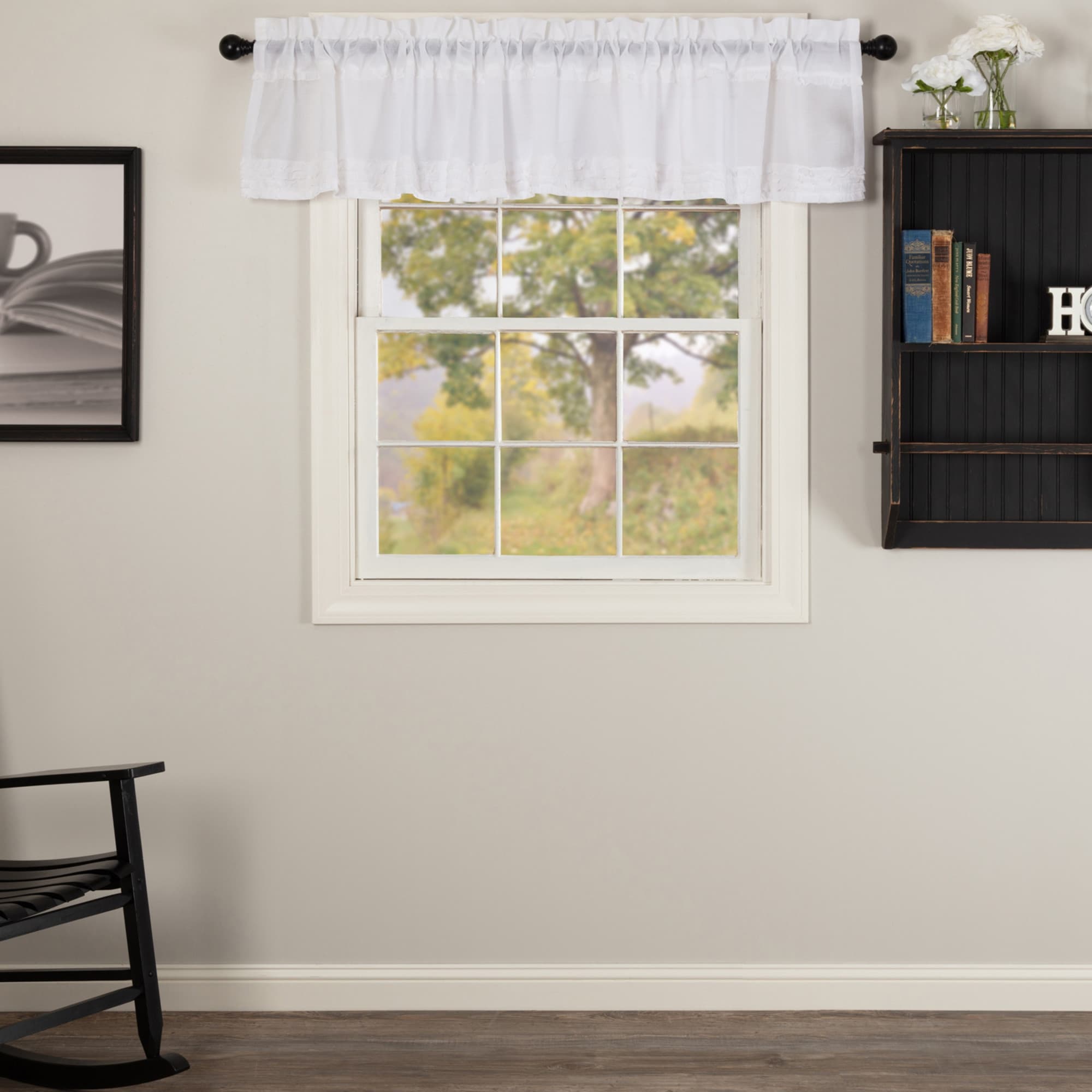 White Ruffled Sheer Valance