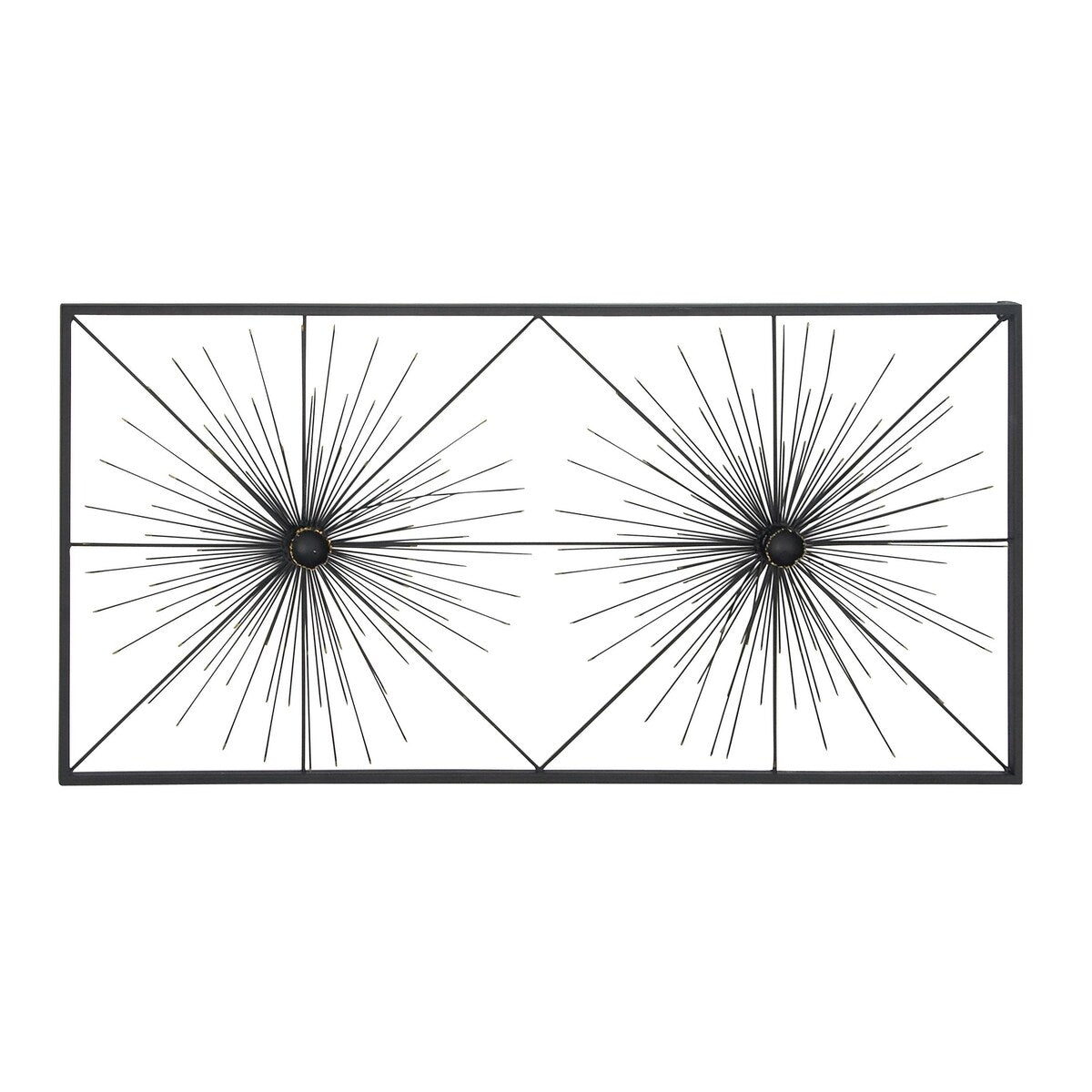 Metal Starburst Sea Urchin Home Wall Decor with Black Frame - Black - Roche River Decor