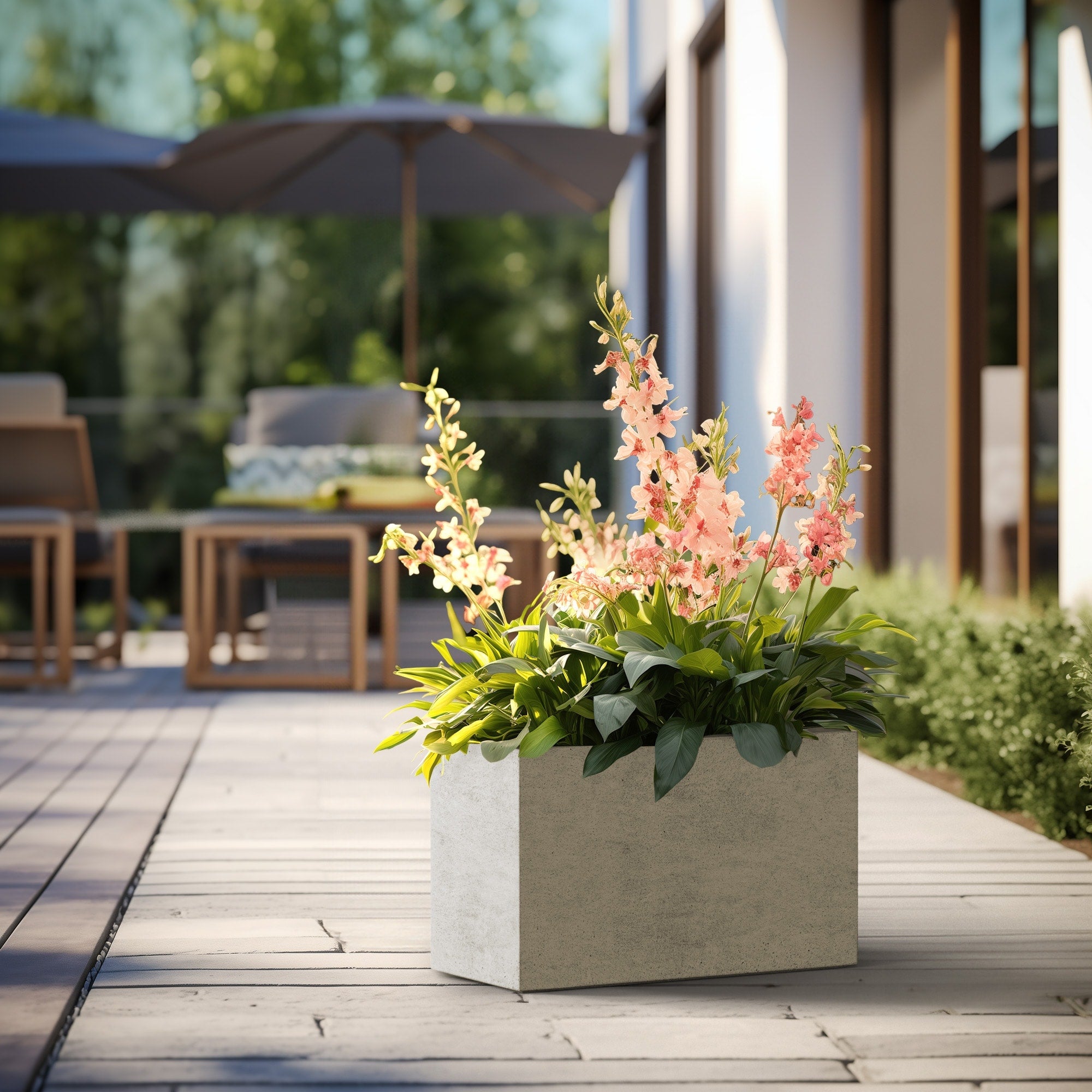 Tall Concrete Rectangle Plant Boxes / Large Indoor and Outdoor Flower Planters