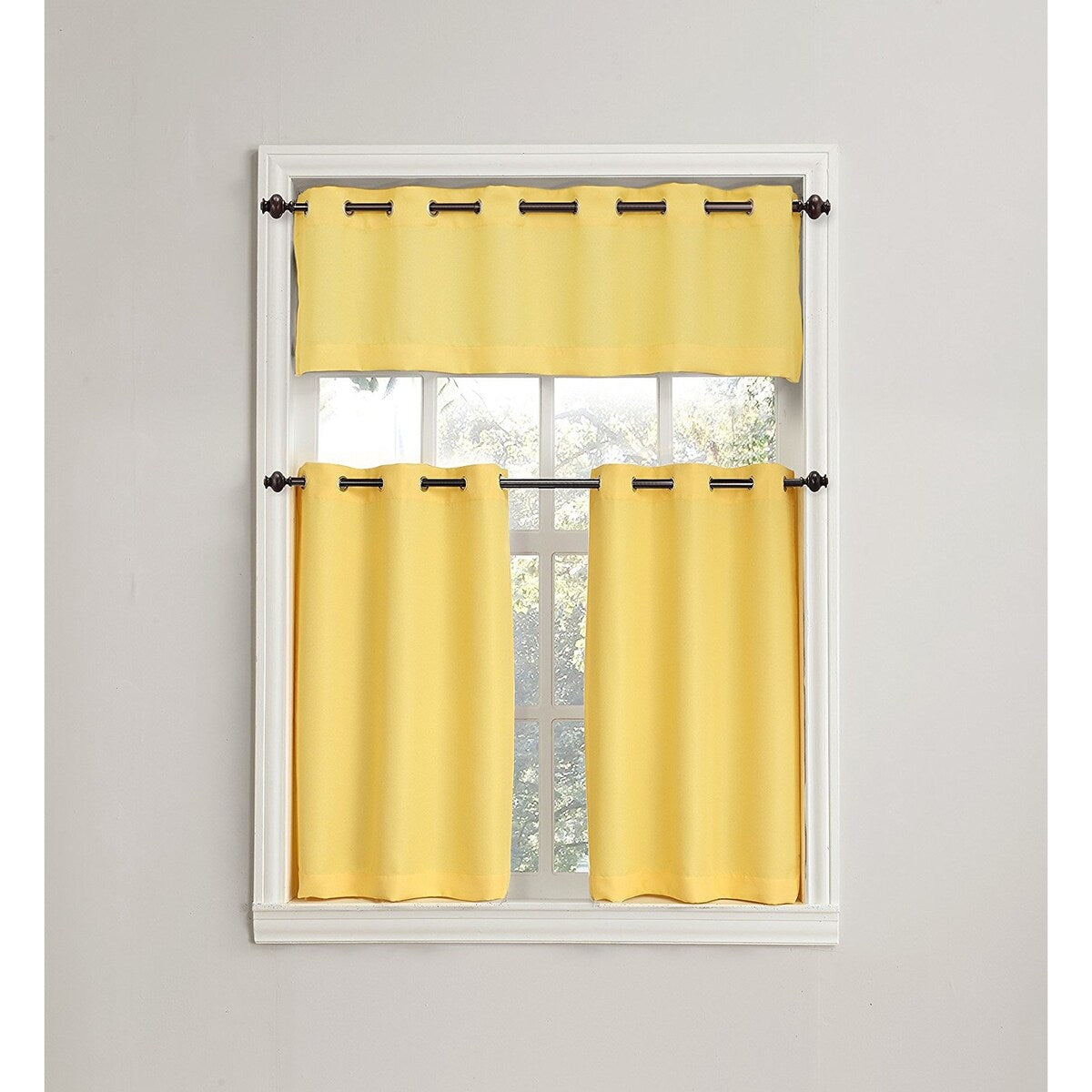 No. 918 Montego Casual Textured Grommet Kitchen Curtain Valance, 56 x 14 Inch , Yellow - 56x14