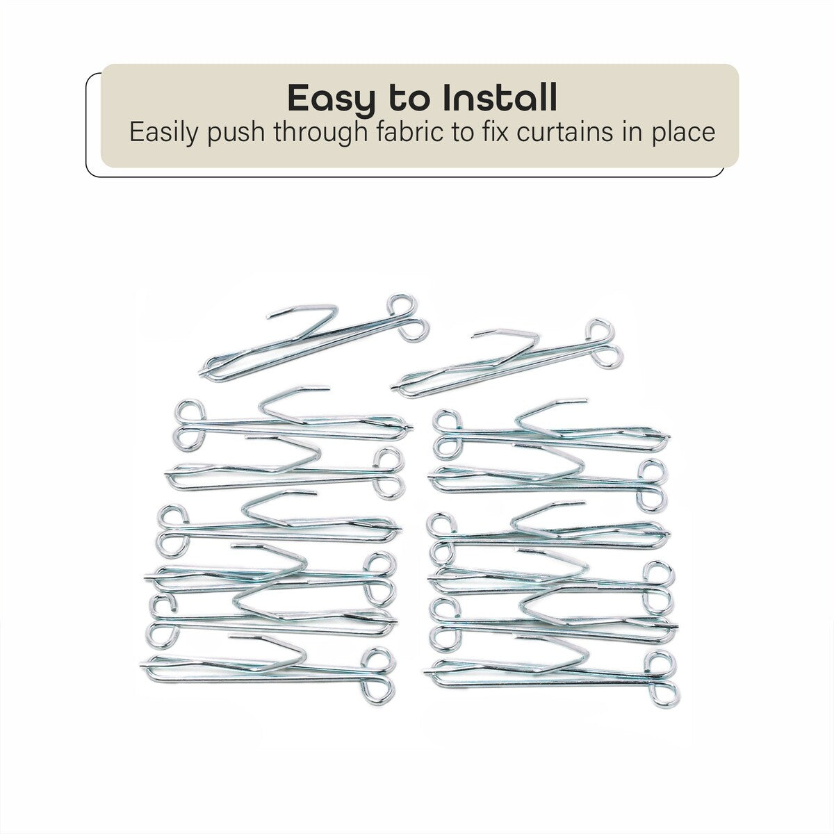 ACHIM Fantasia Slip In Drapery Hooks 3 Long, 1 Heading - 14 Hooks - One size