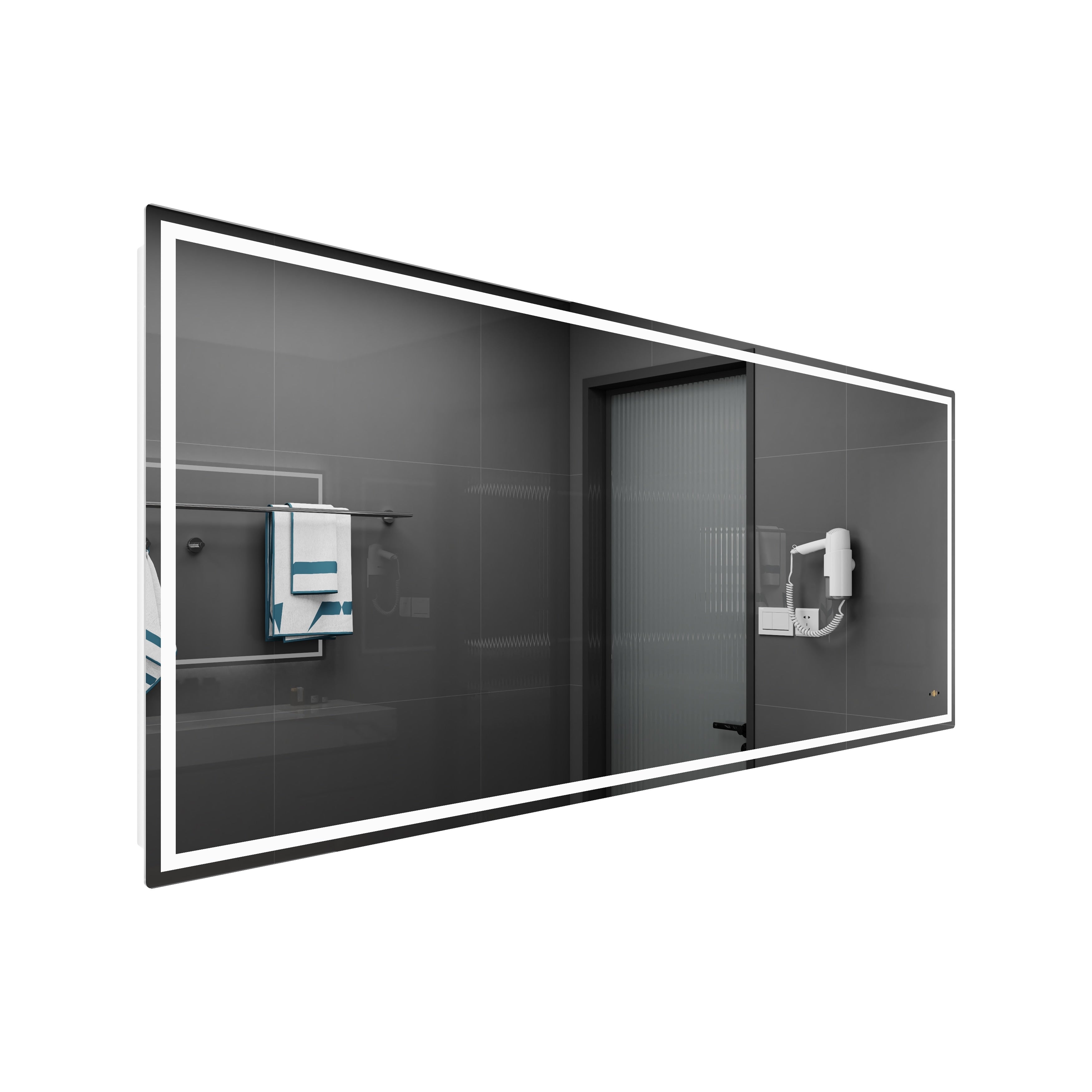 CB HOME Lighted Bathroom Vanity Mirror, LED Wall Mounted Mirror, Gesture Control Smart Lighted Mirror, Dimmable, Frameless