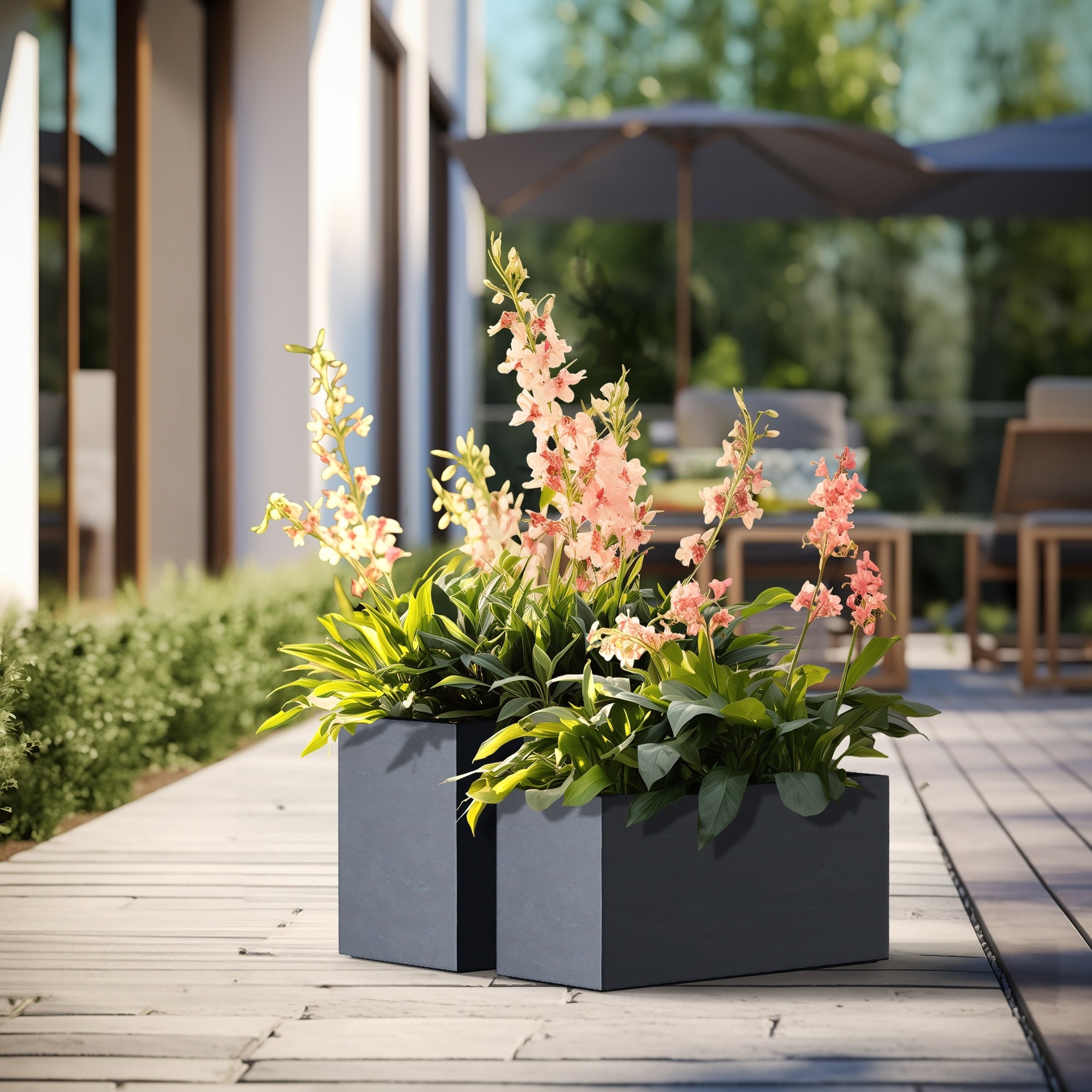 Tall Concrete Rectangle Plant Boxes / Large Indoor and Outdoor Flower Planters