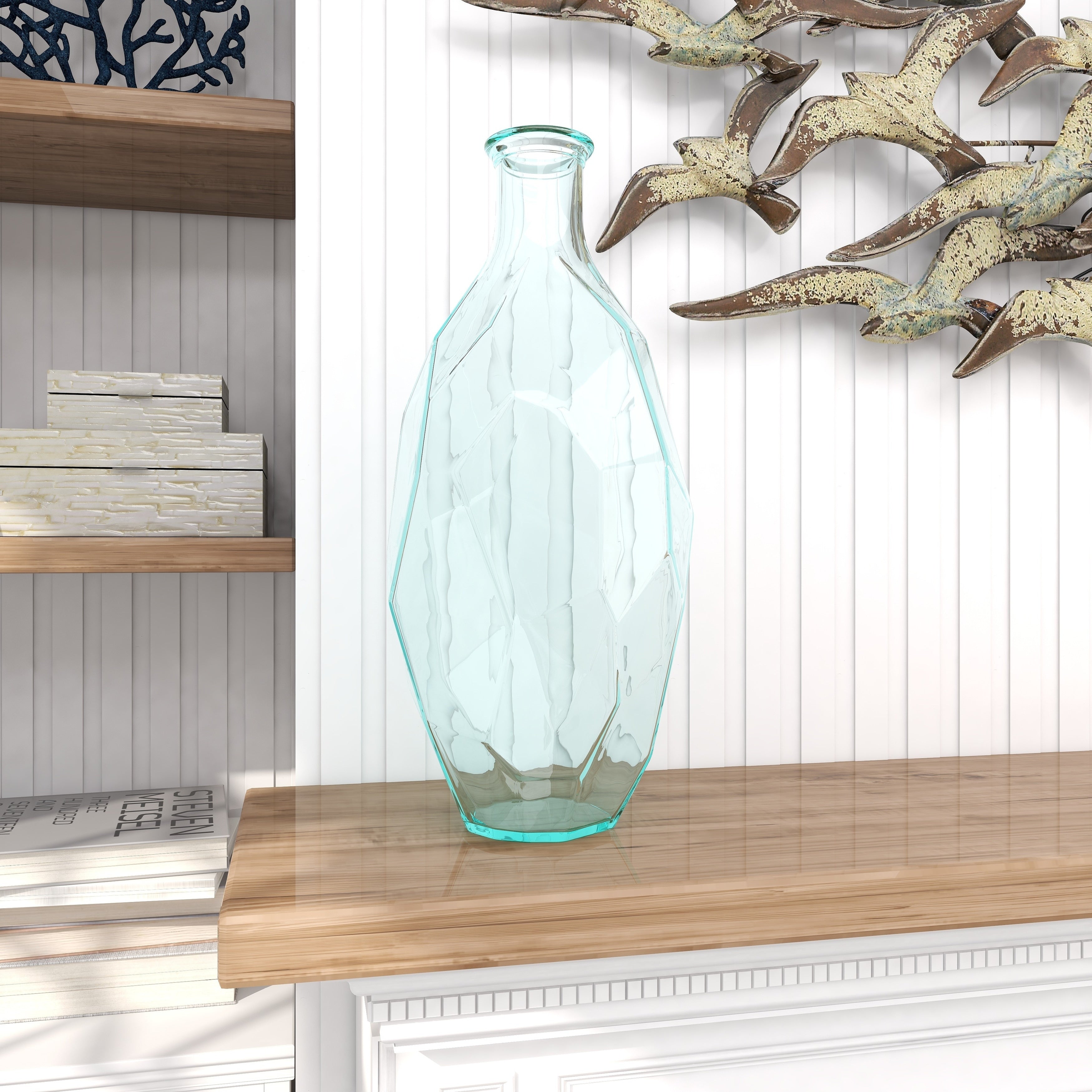 Recycled Glass Bottle Vase Collection Made in Spain - Multiple Sizes - Clear, Blue, Teal, Green