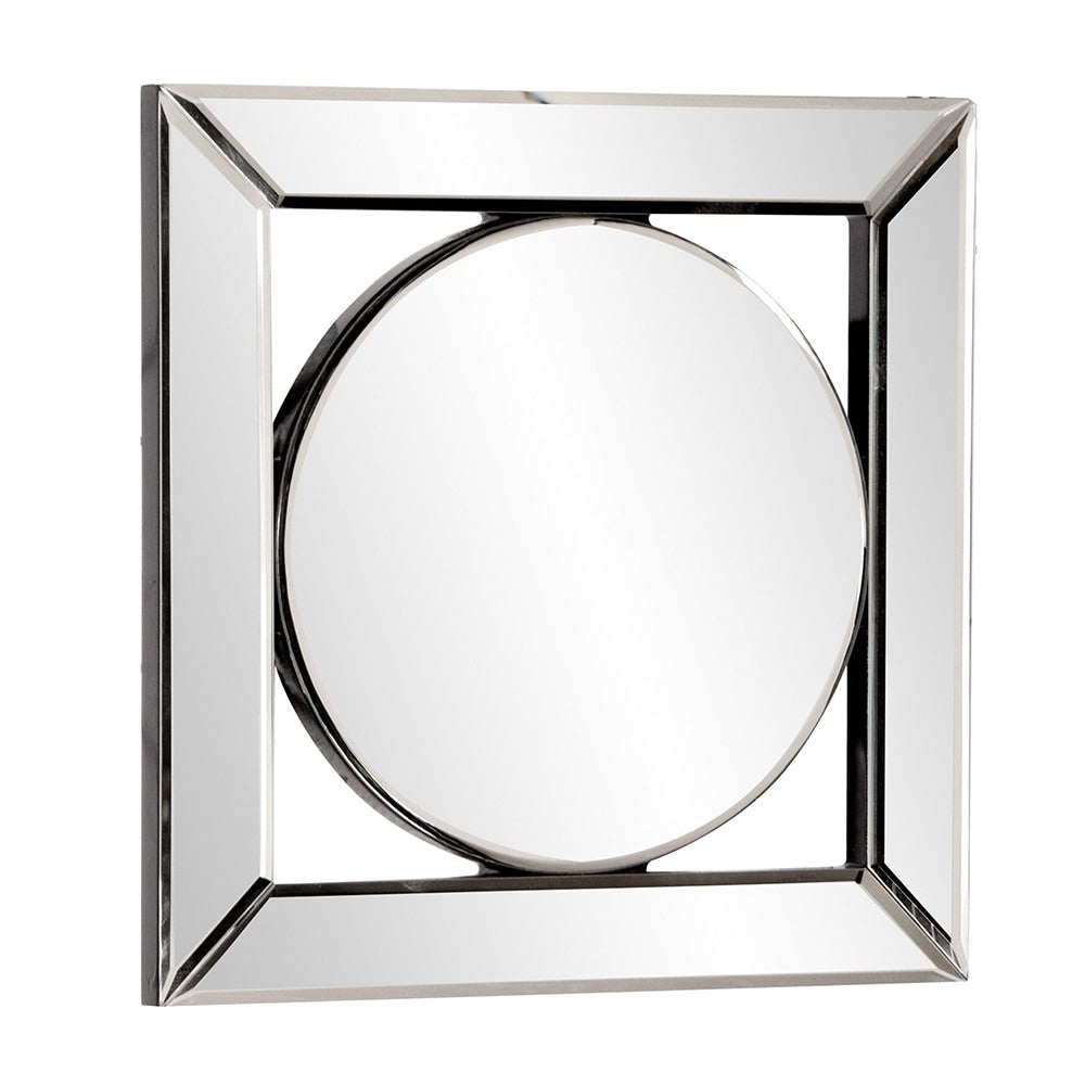 HomeRoots 12 Round in Square Glass Framed Accent Mirror - Clear