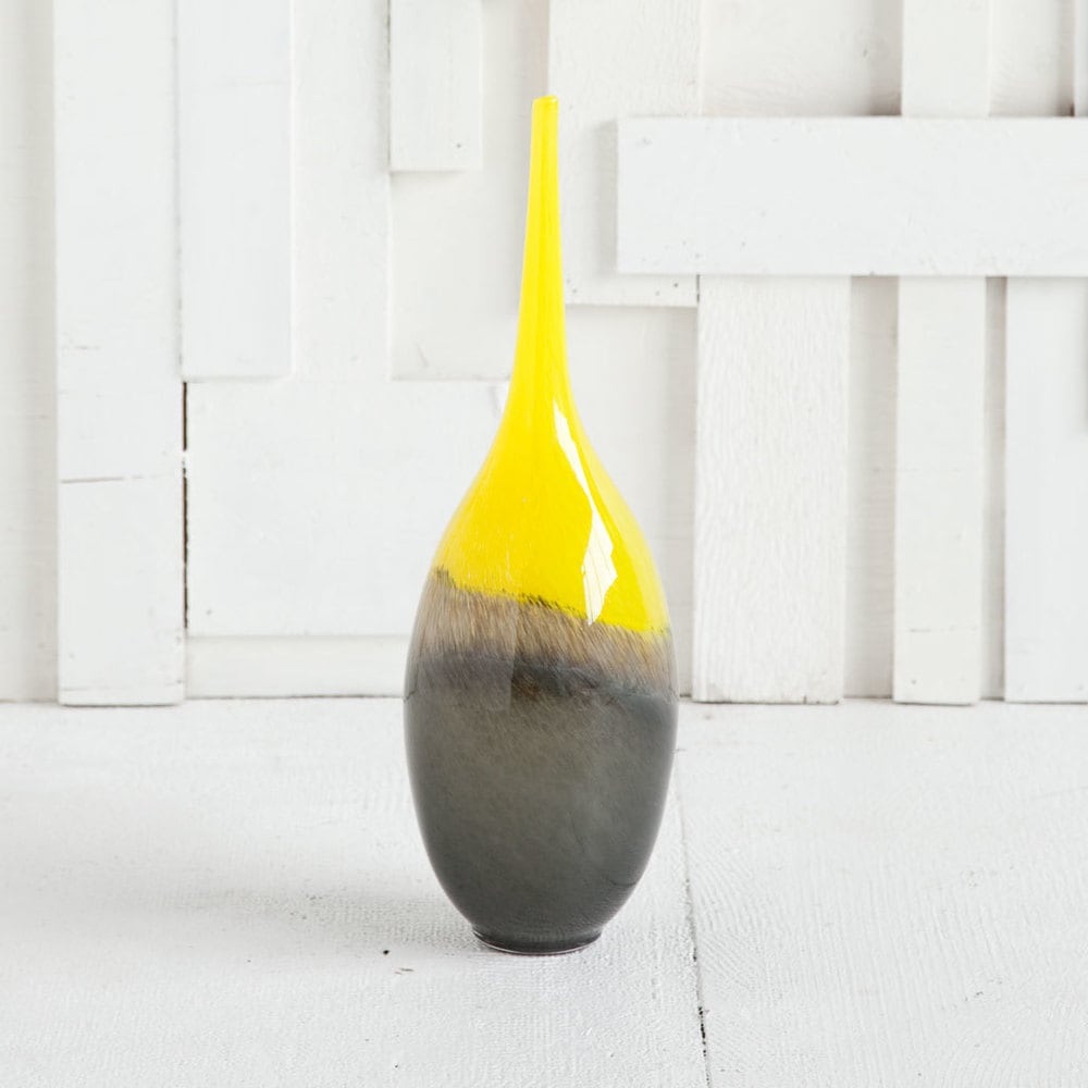 Jasse Yellow And Gray Glass Vase