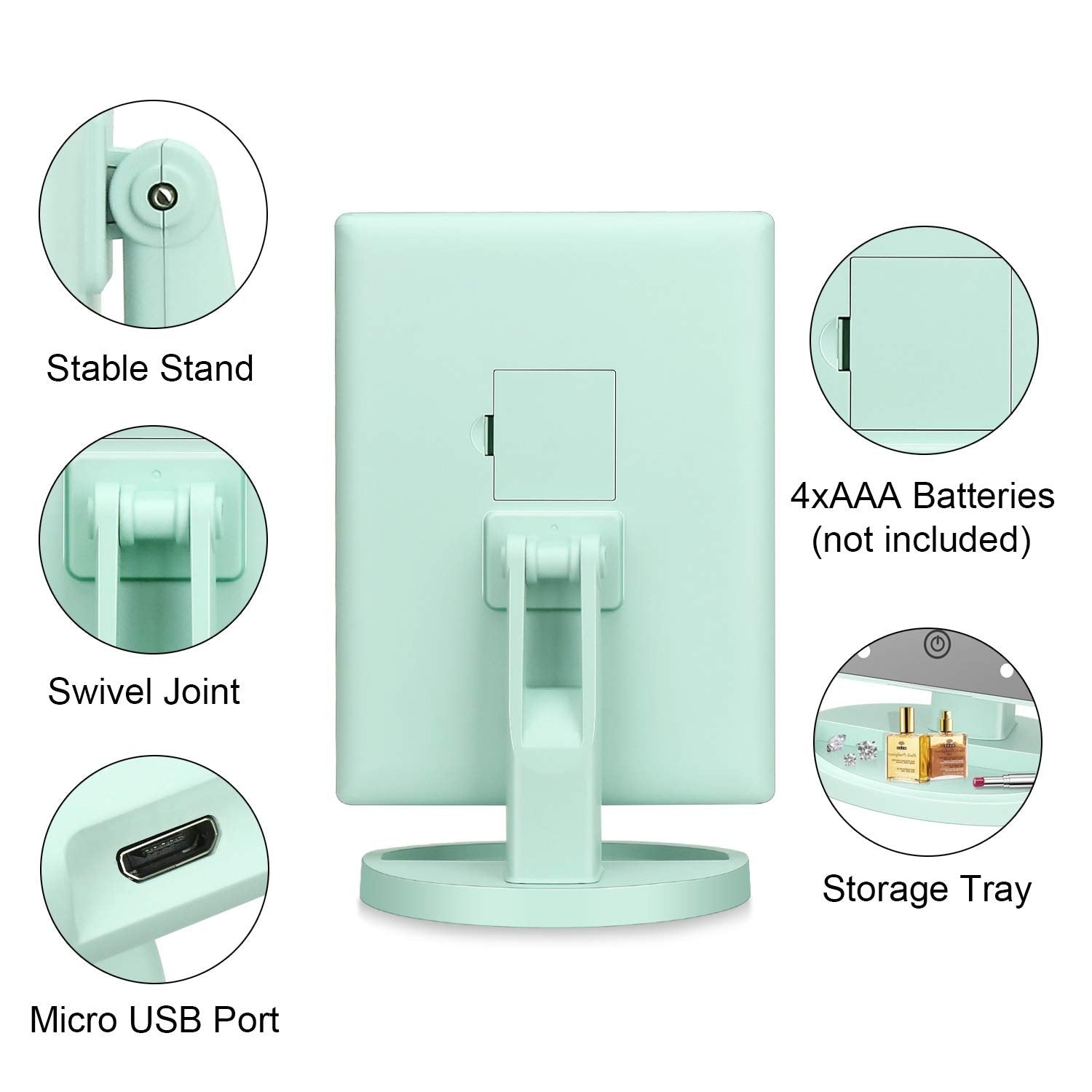 Tabletop Mount Trifold Lighted Vanity Mirror with 21 LED Lights,Two Power Supply Mode Make up Mirror