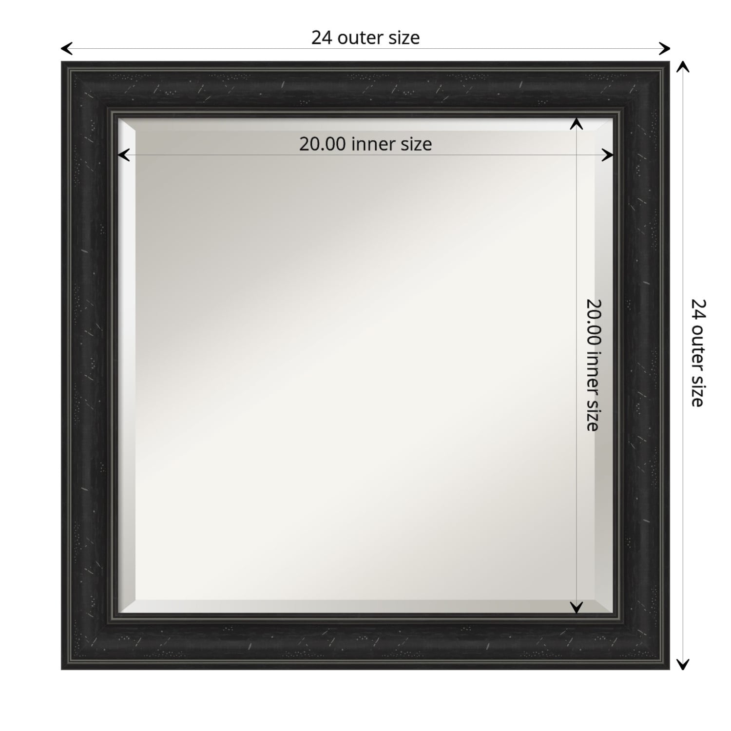 Beveled Bathroom Wall Mirror - Shipwreck Black Narrow Frame