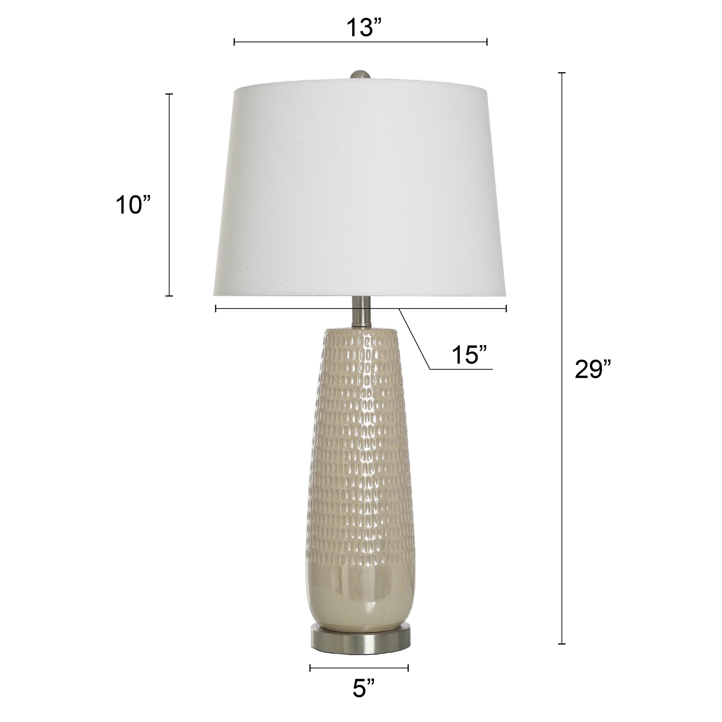 Starlite - Ceramic Table Lamp - Dimpled Luster Finish - Off-White Shade