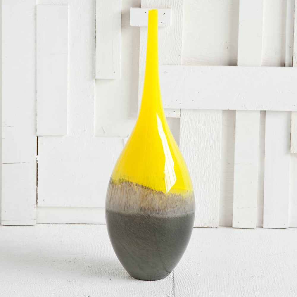 Jasse Yellow And Gray Glass Vase