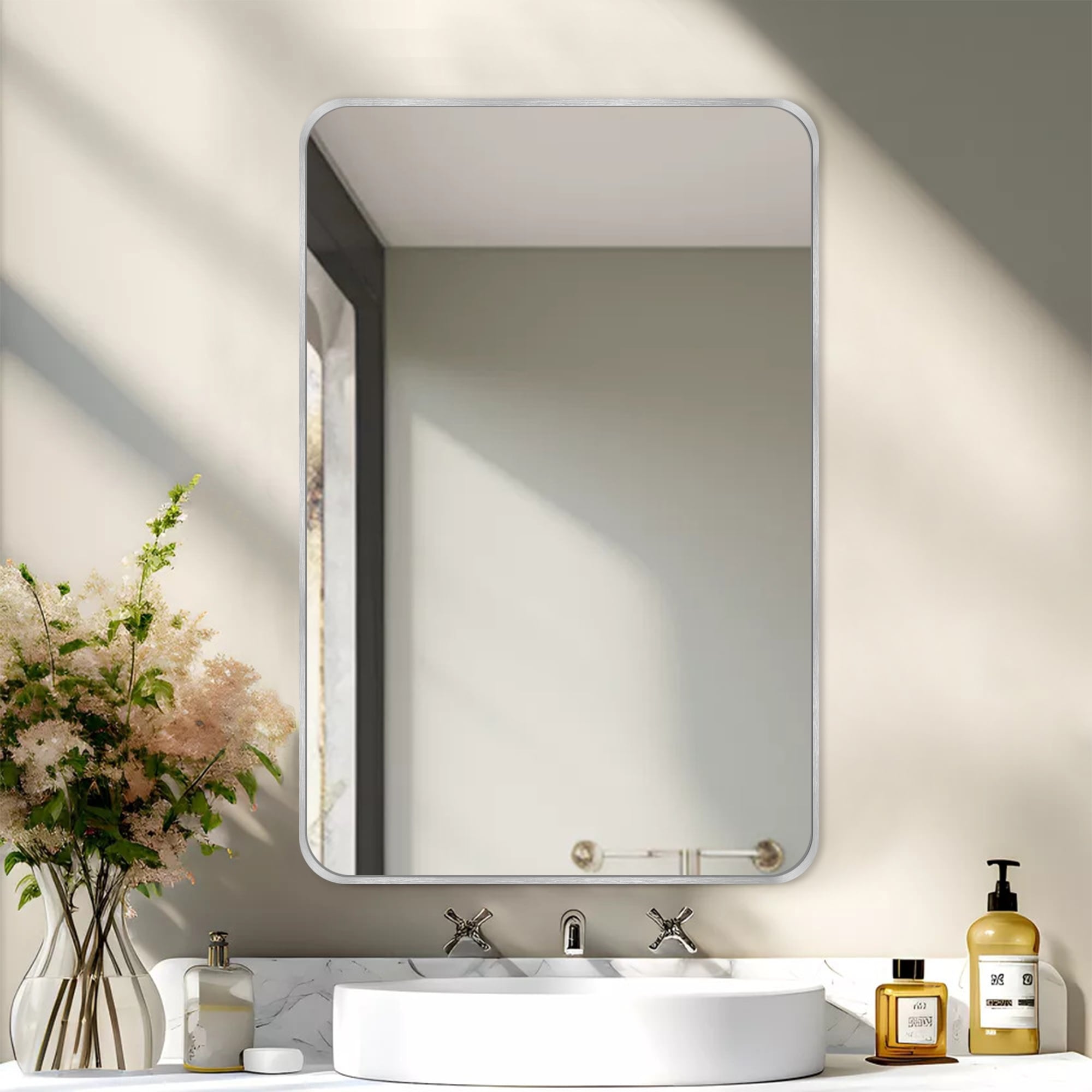 Wall Mount Bathroom Rectangle Vanity Mirror (Horizontal/Vertical)