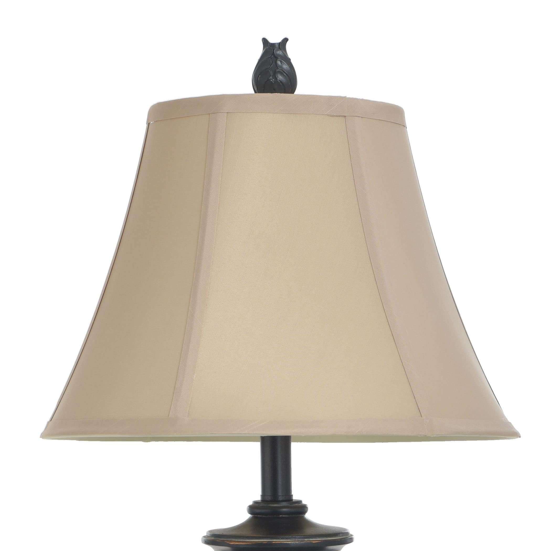 StyleCraft Passo Ambrose Table Lamp - Dark Brown/Bronze Finish - Cream Fabric Shade