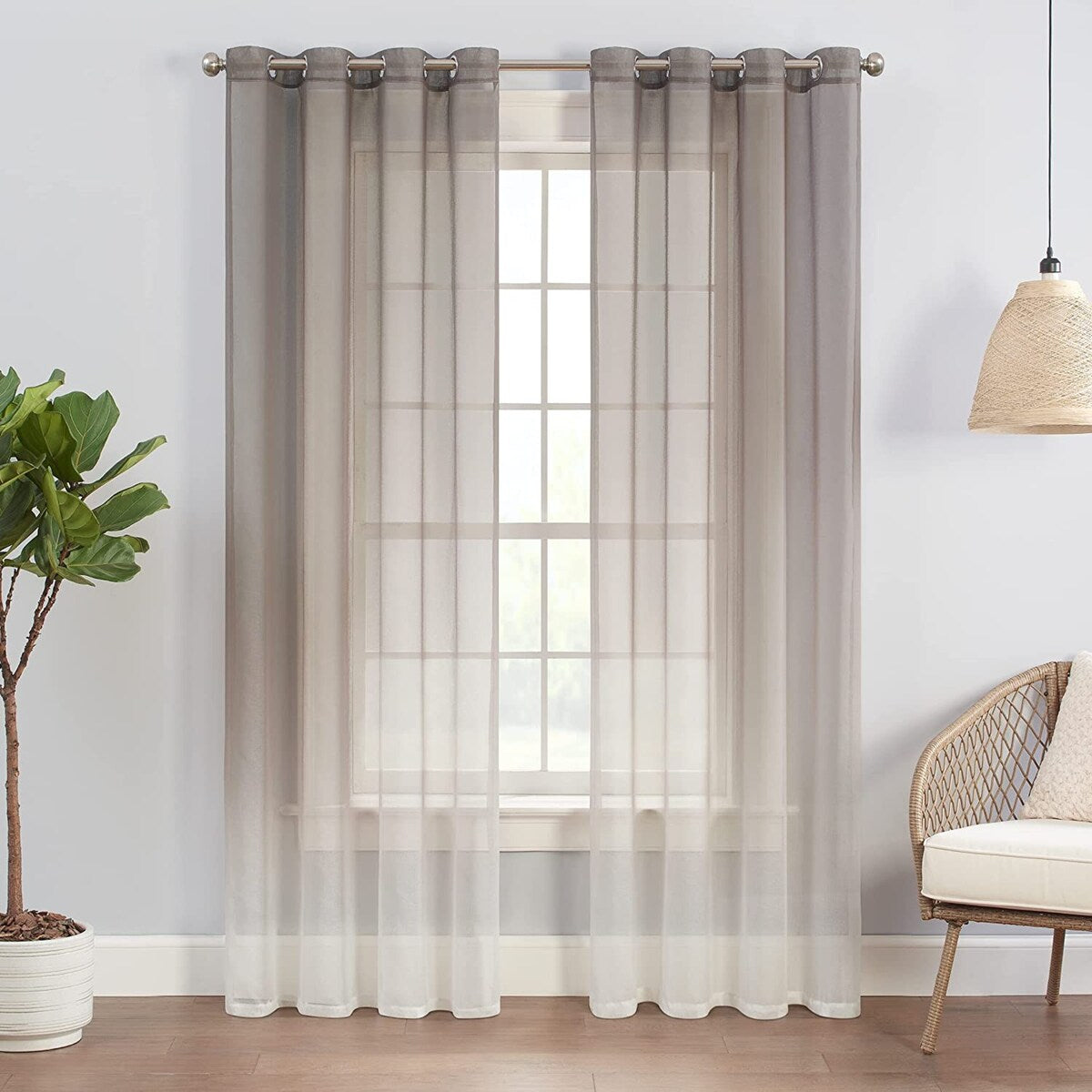 Eclipse Indus Printed Ombre Textured Light Filtering Grommet Curtains (2 Panels)