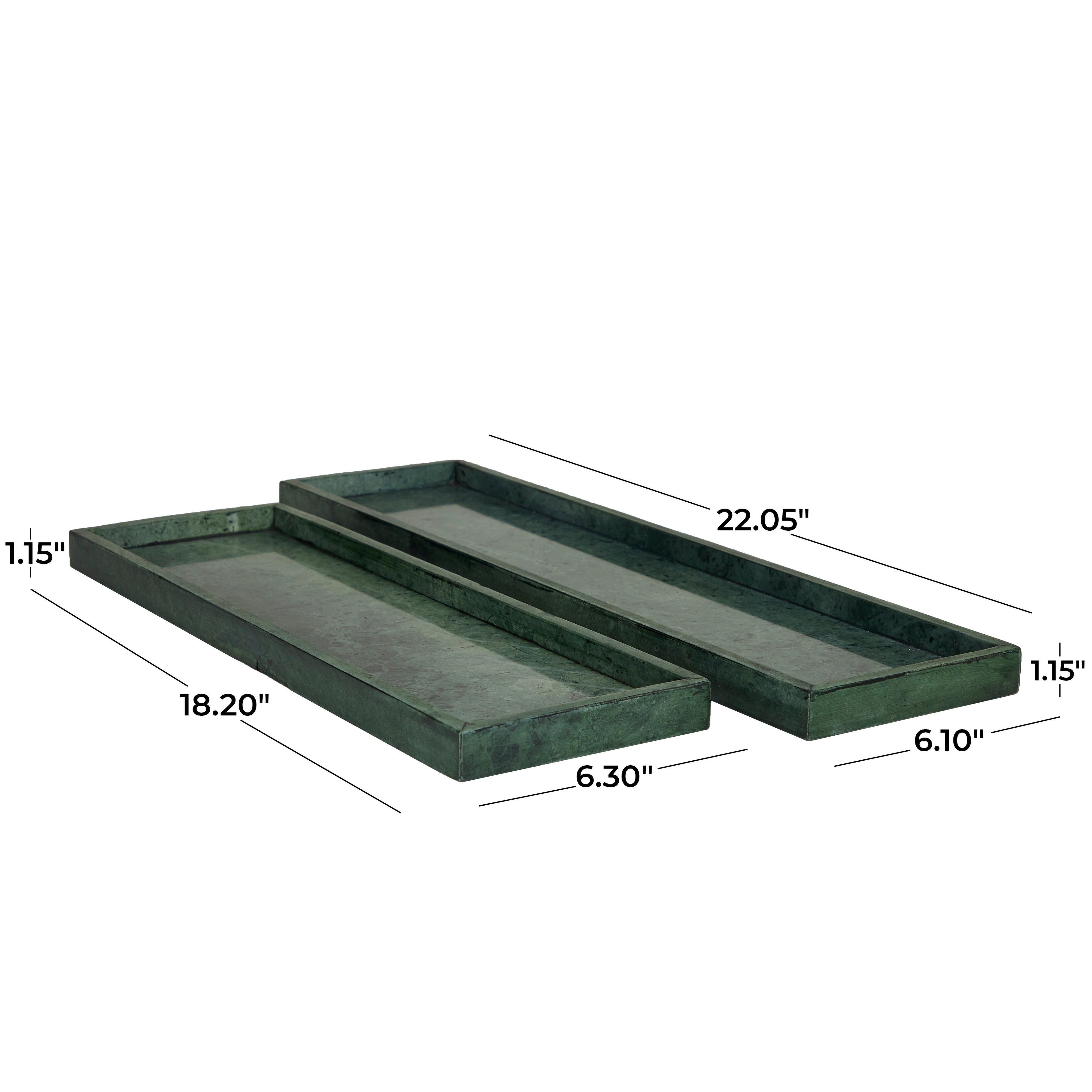 CosmoLiving by Cosmopolitan Marble Tray with Raised Border (Set of 2) - White, Black, Green