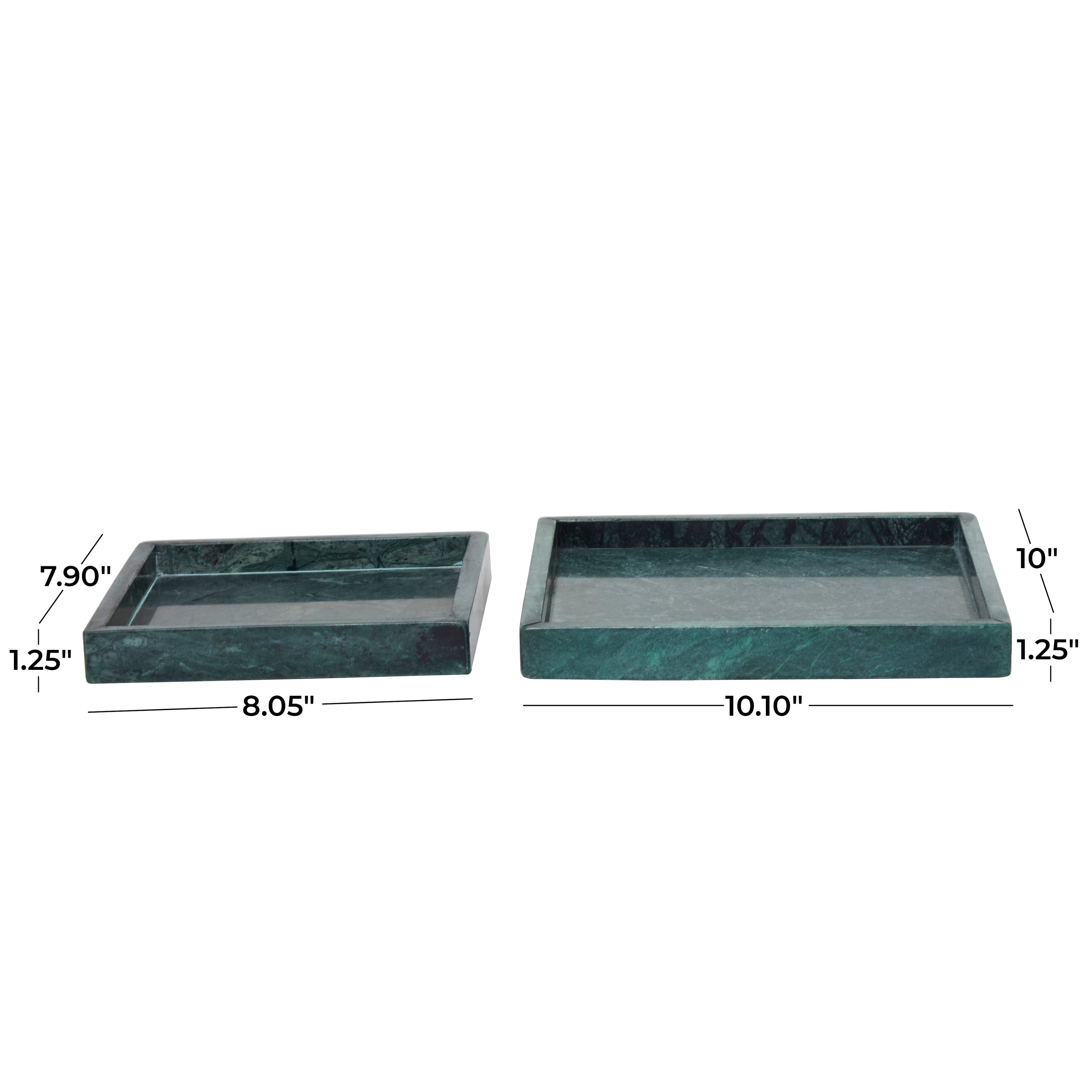 CosmoLiving by Cosmopolitan Marble Tray with Raised Border (Set of 2) - White, Black, Green