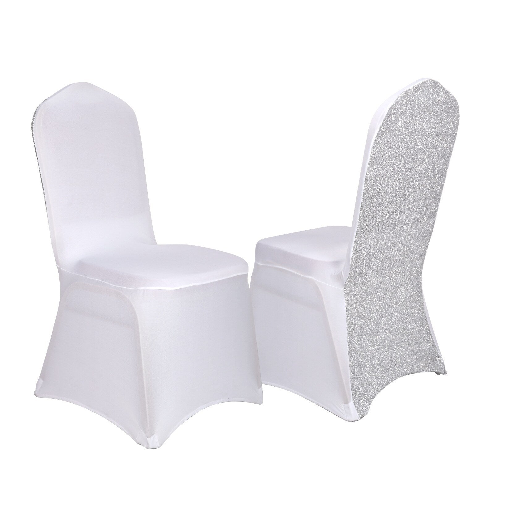 10PCS Chair Slipcovers Spandex Banquet Glitter Stretch Fitted Sequin - N/A