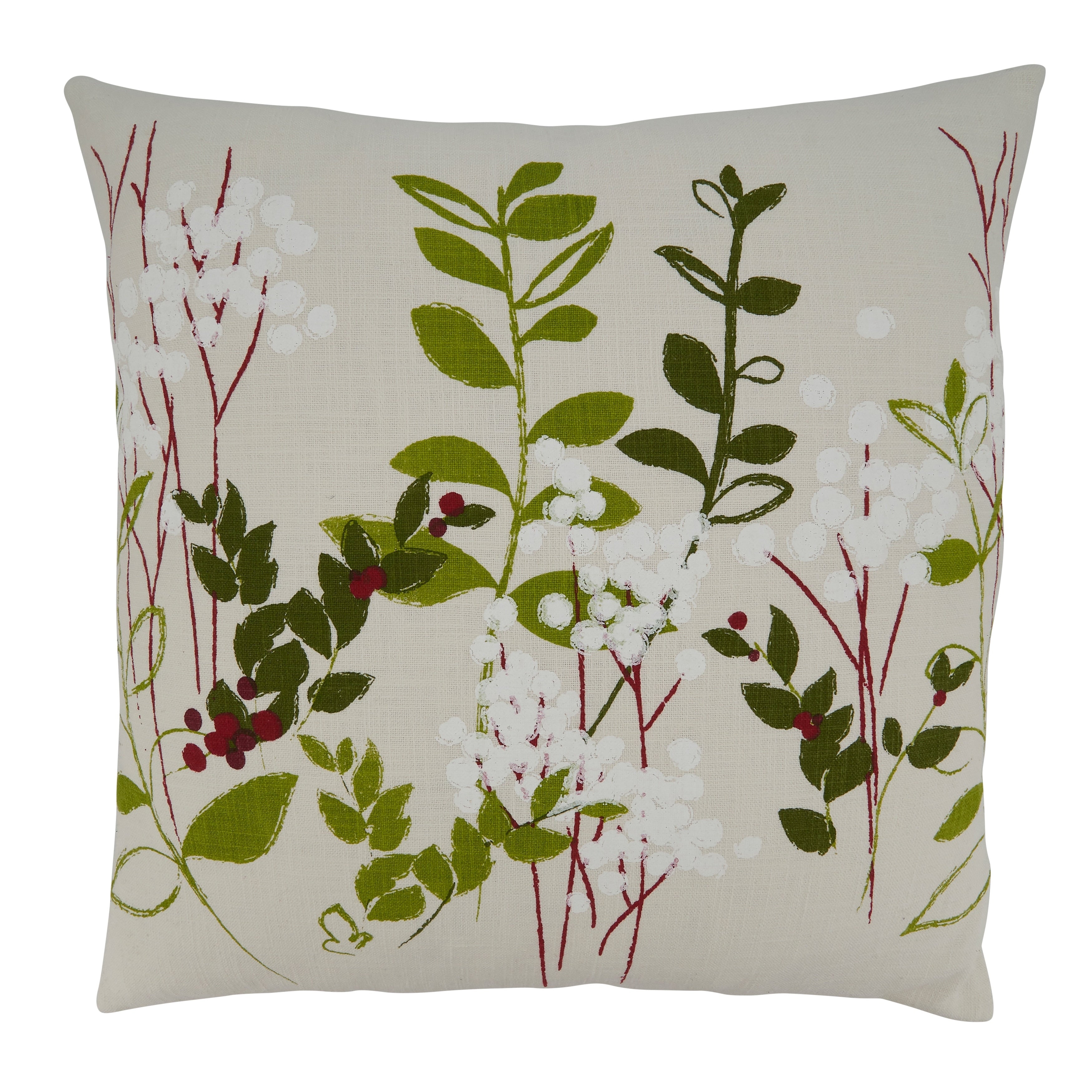 Botanical Pillow With Holiday Design