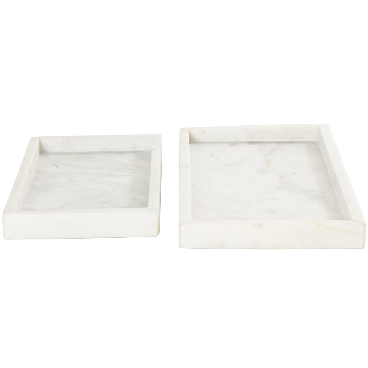 Marble Slim Living Room Decor Tray with Raised Border - Set of 2 White, Black, Green - CosmoLiving by Cosmopolitan