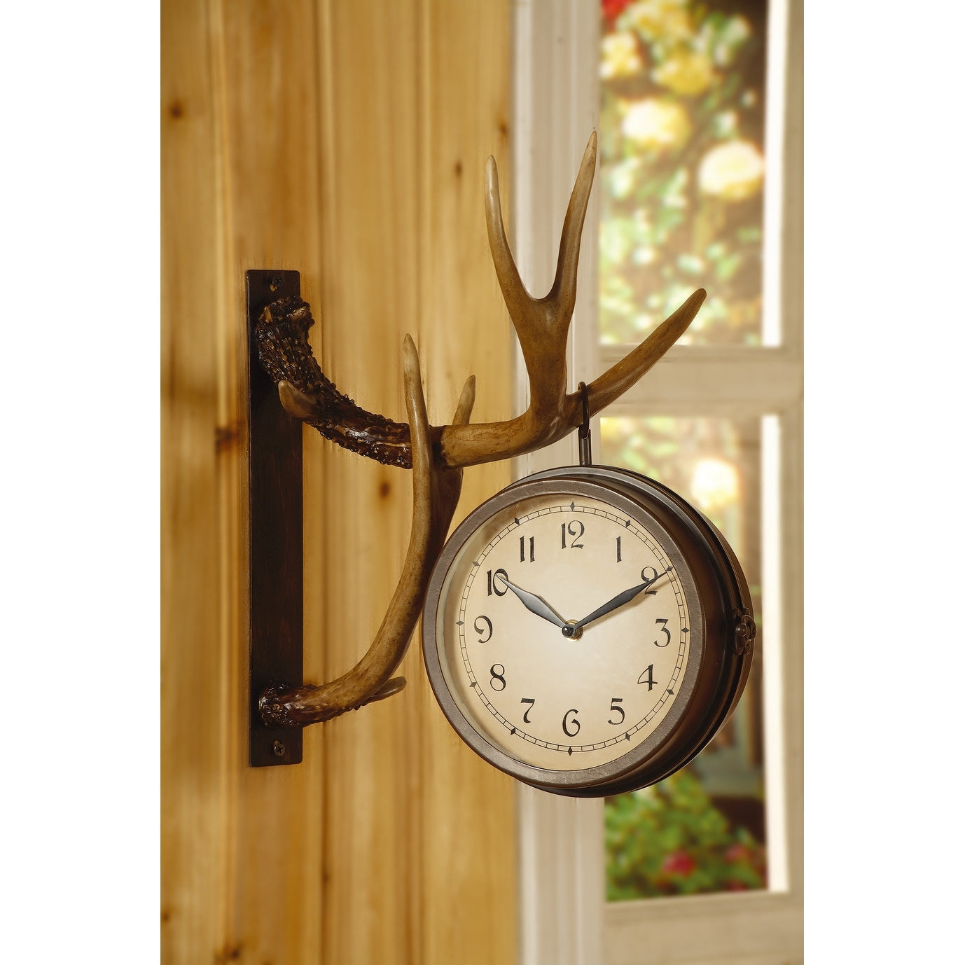 Deer Park 2-Sided Resin Clock - 13.75'' W x 18'' H x 11'' D