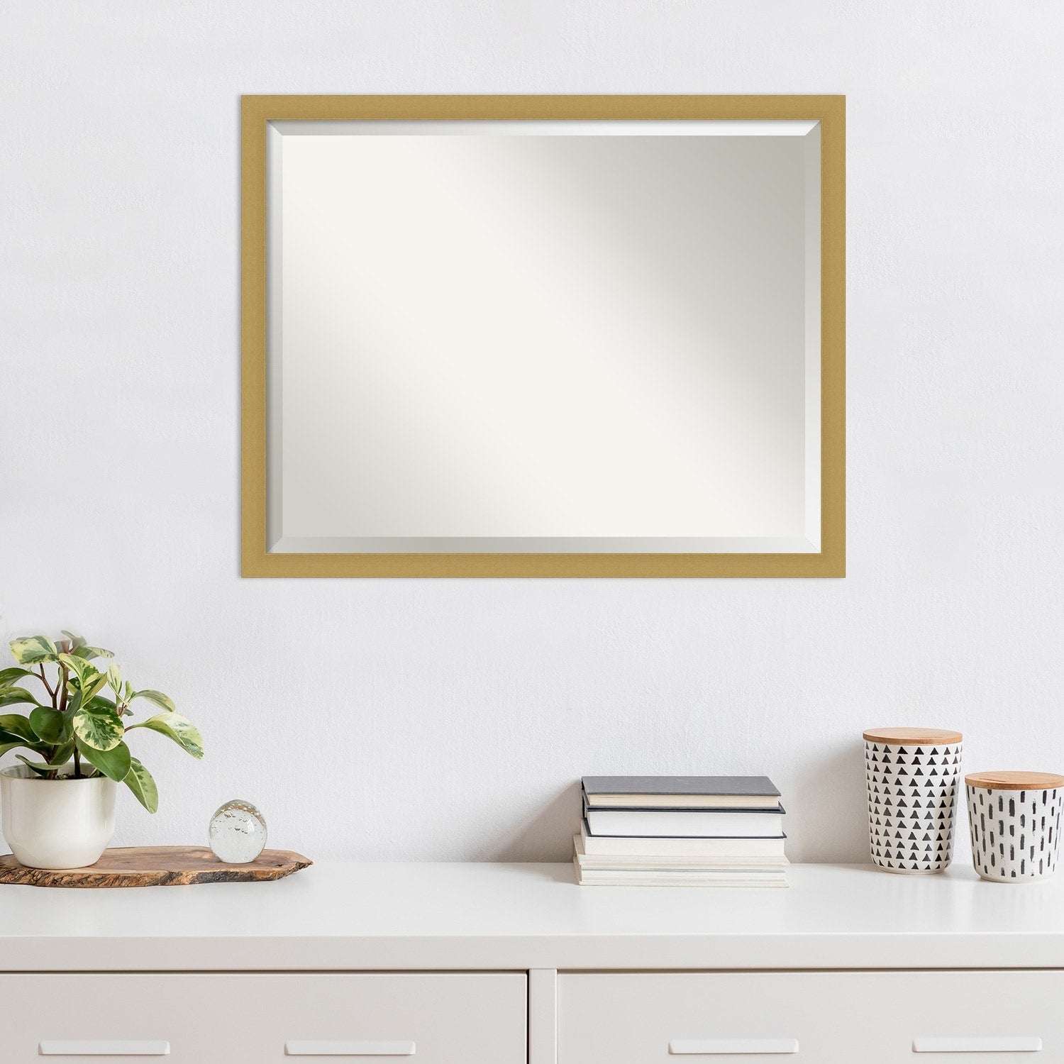 Beveled Wall Mirror - Grace Brushed Gold Narrow Frame