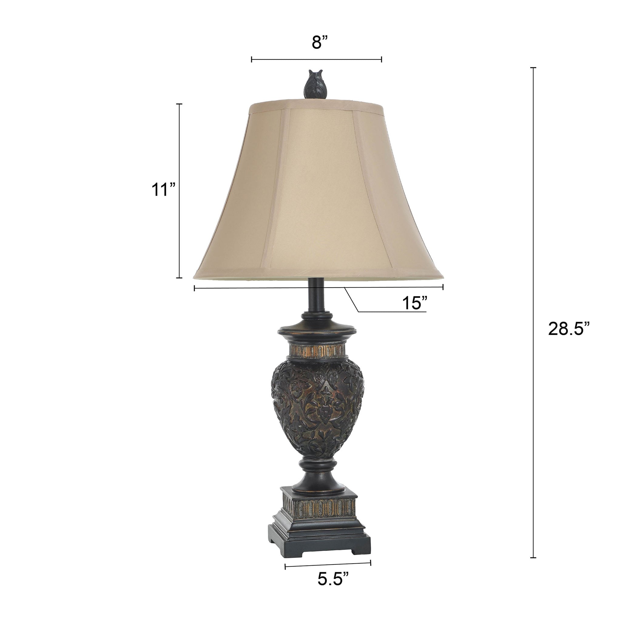 StyleCraft Passo Ambrose Table Lamp - Dark Brown/Bronze Finish - Cream Fabric Shade