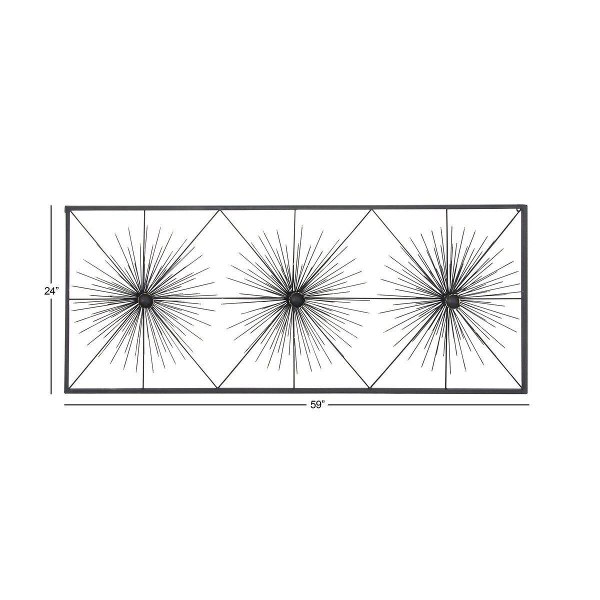 Metal Starburst Sea Urchin Home Wall Decor with Black Frame - Black - Roche River Decor