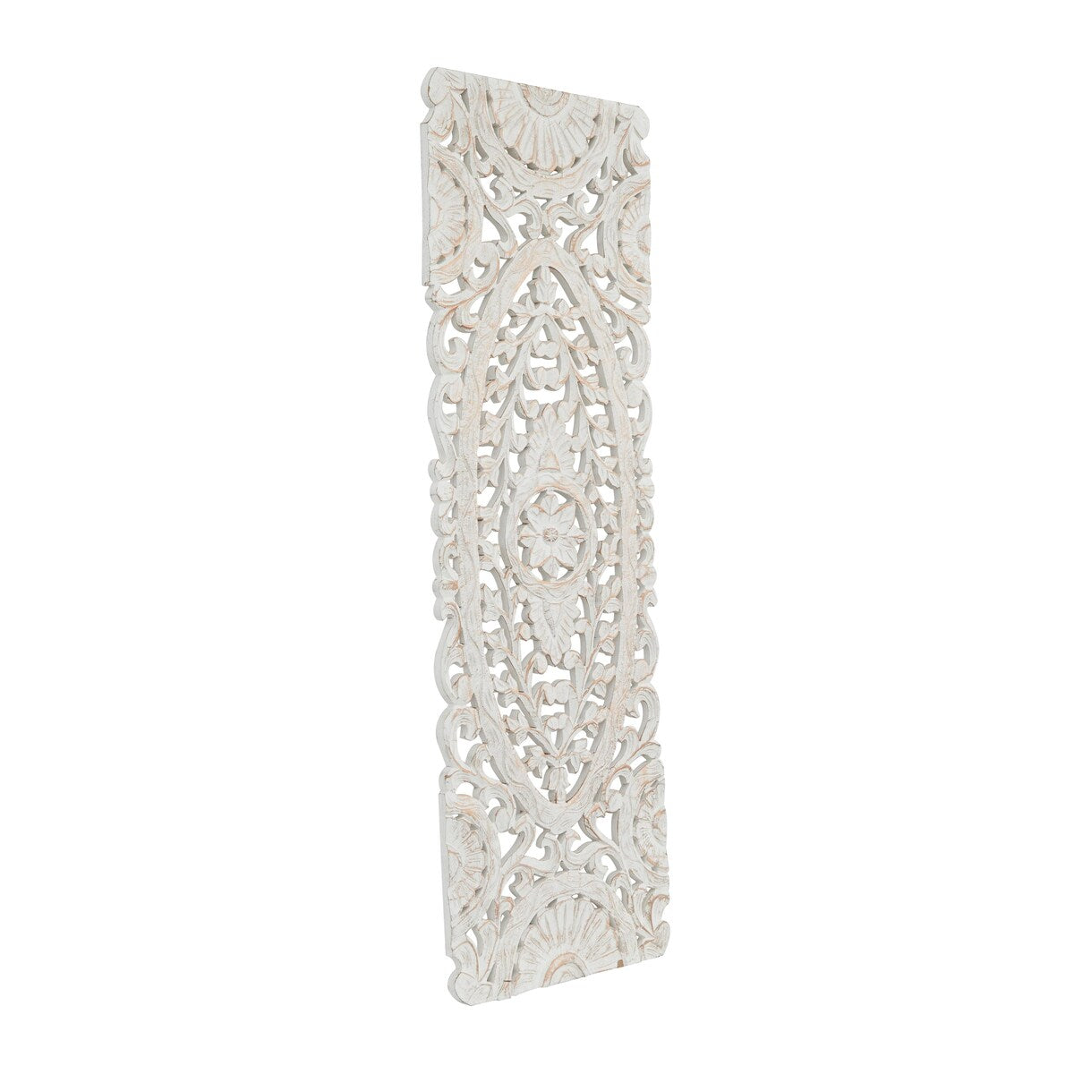 Wooden Floral Handmade Intricately Carved Home Wall Decor - White - Roche River Decor