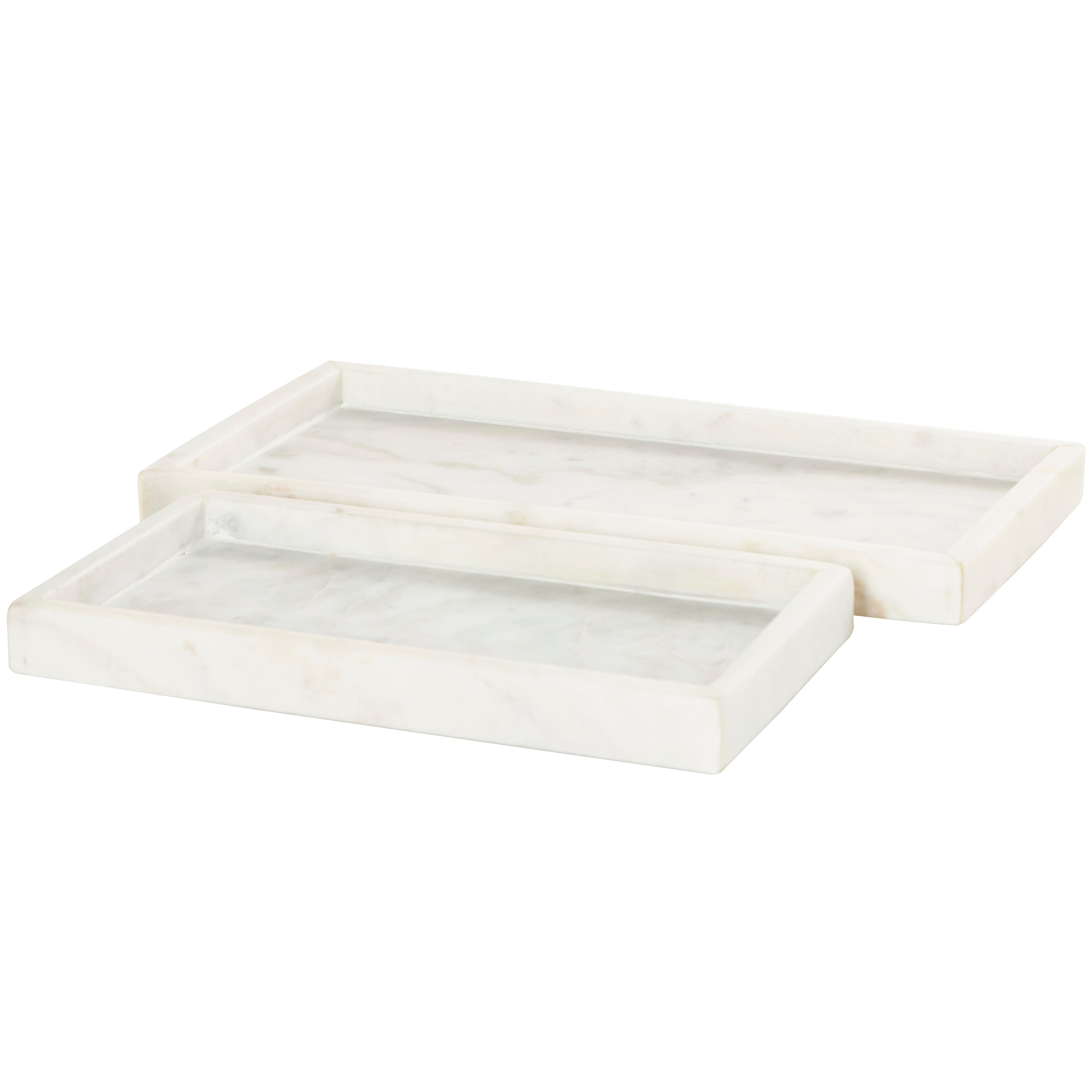 CosmoLiving by Cosmopolitan Marble Tray with Raised Border (Set of 2) - White, Black, Green