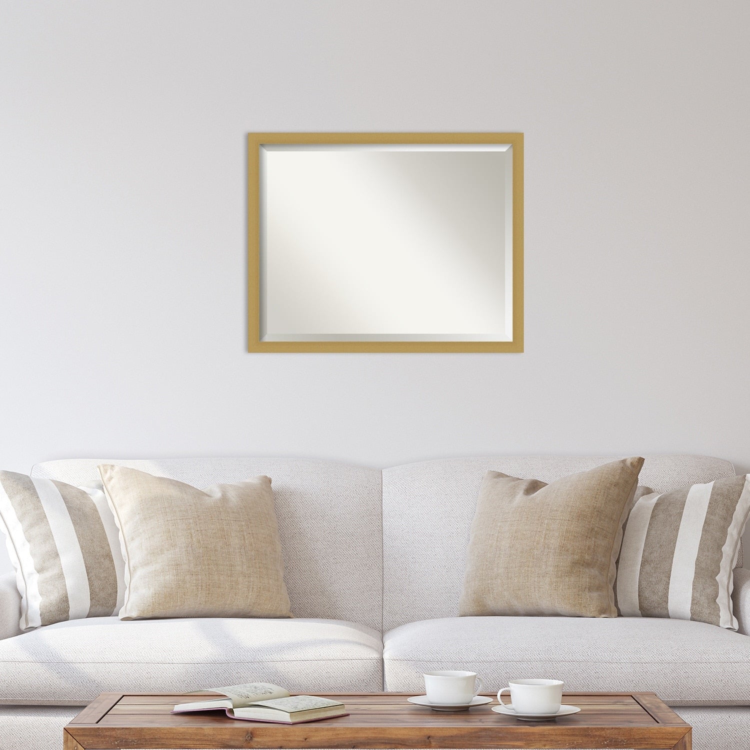 Beveled Wall Mirror - Grace Brushed Gold Narrow Frame