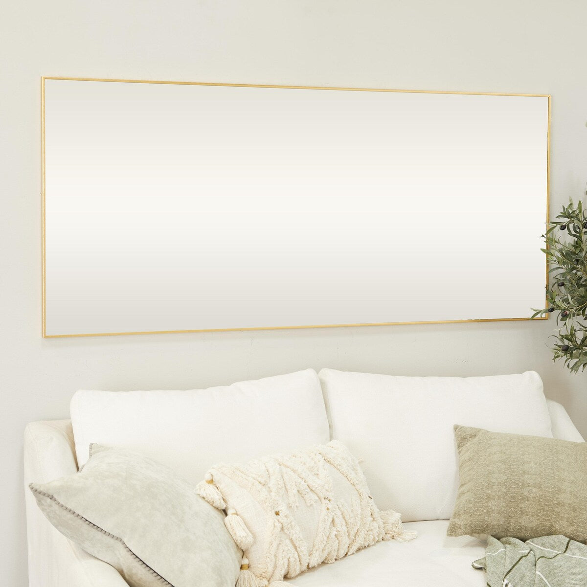 Metal Minimalistic Room Wall Mirror with Thin Frame - Gold - CosmoLiving by Cosmopolitan