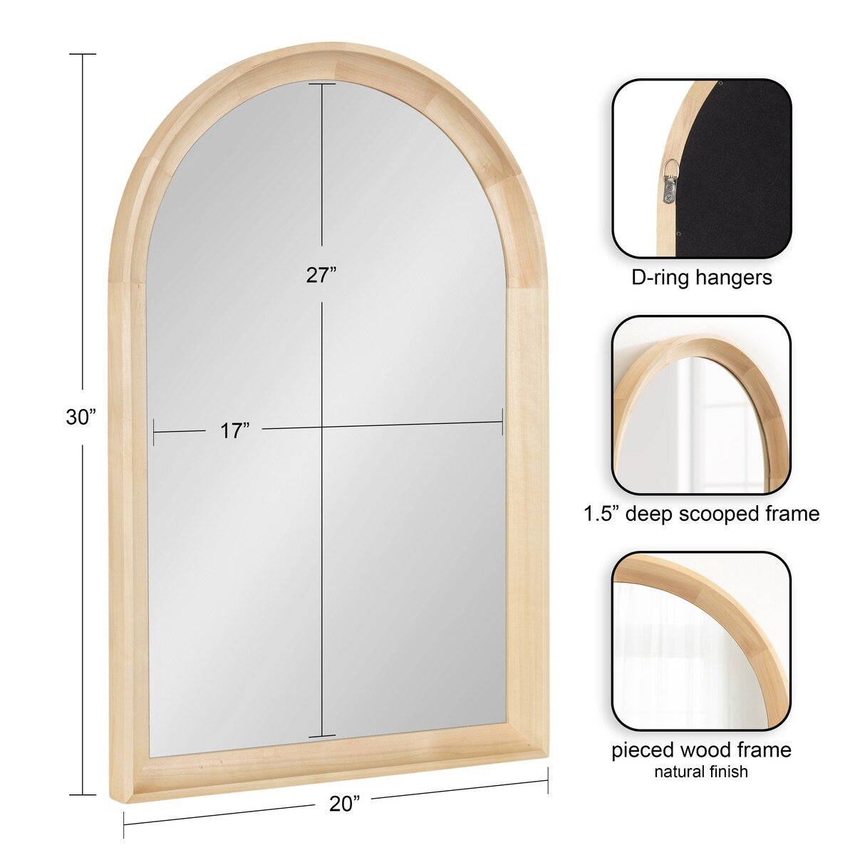 Kate and Laurel Hatherleigh Arch Wood Wall Mirror