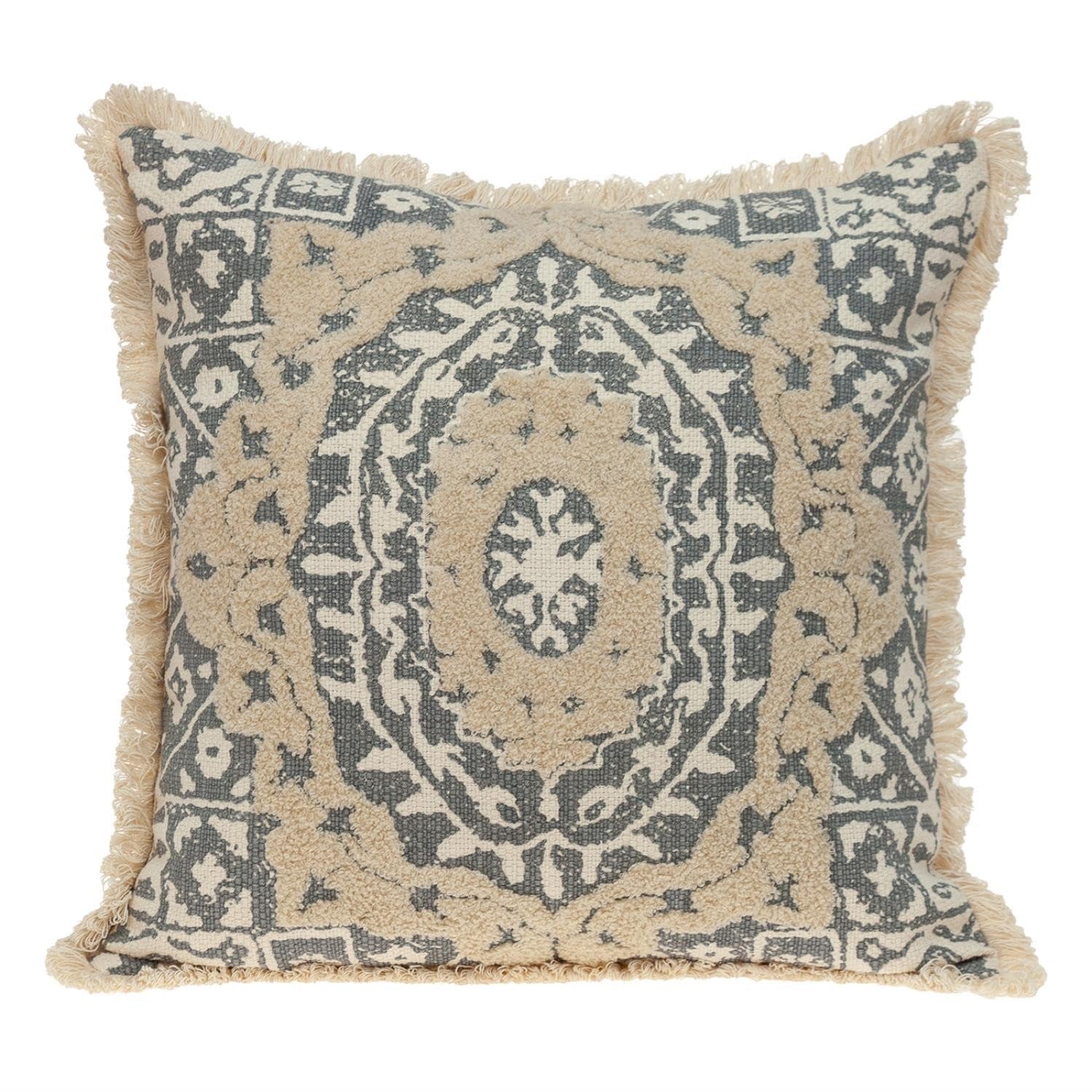 Boho Garland Beige and Khaki Decorative Accent Pillow