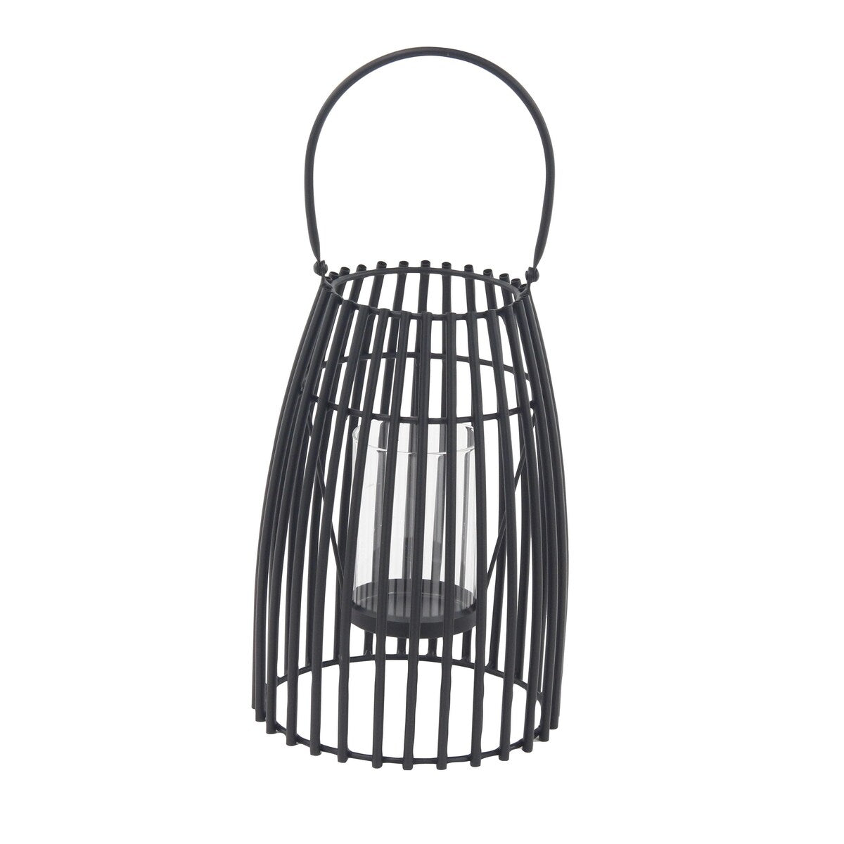 Metal Decorative Indoor Outdoor Candle Lantern with Handle - Black - Roche River Decor