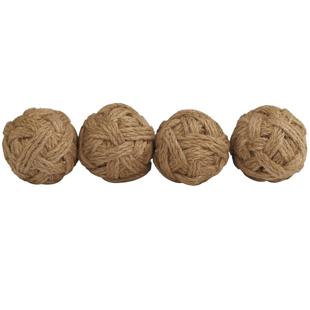 Jute Rope and Cotton Fabric Handmade Decorative Ball Orbs & Vase Filler - Set of 4 Brown or Blue - Roche River Decor