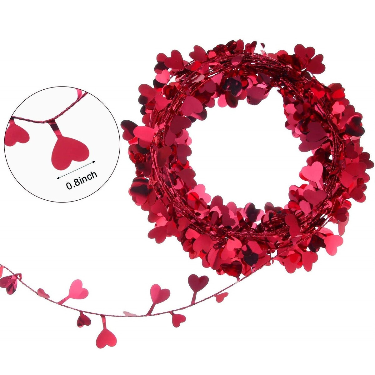 Homvare Heart Wire Garland 25 Feet for Valentine's Day - Red - 14.3 x 11.2 x 4.3