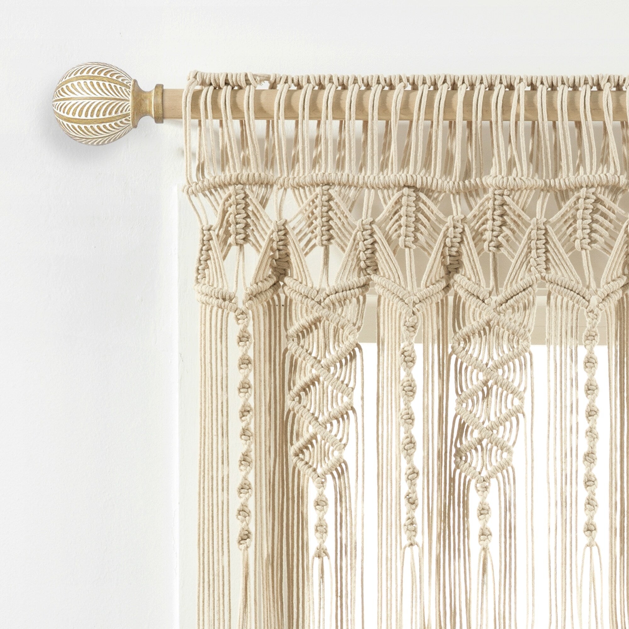 Lush Decor Boho Macrame Textured Cotton Valance/Kitchen Curtain/Wall Decor