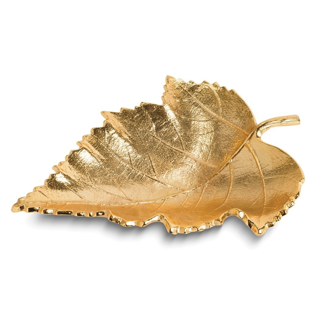 Curata Large Gold-Tone Aluminum Maple Leaf Tray