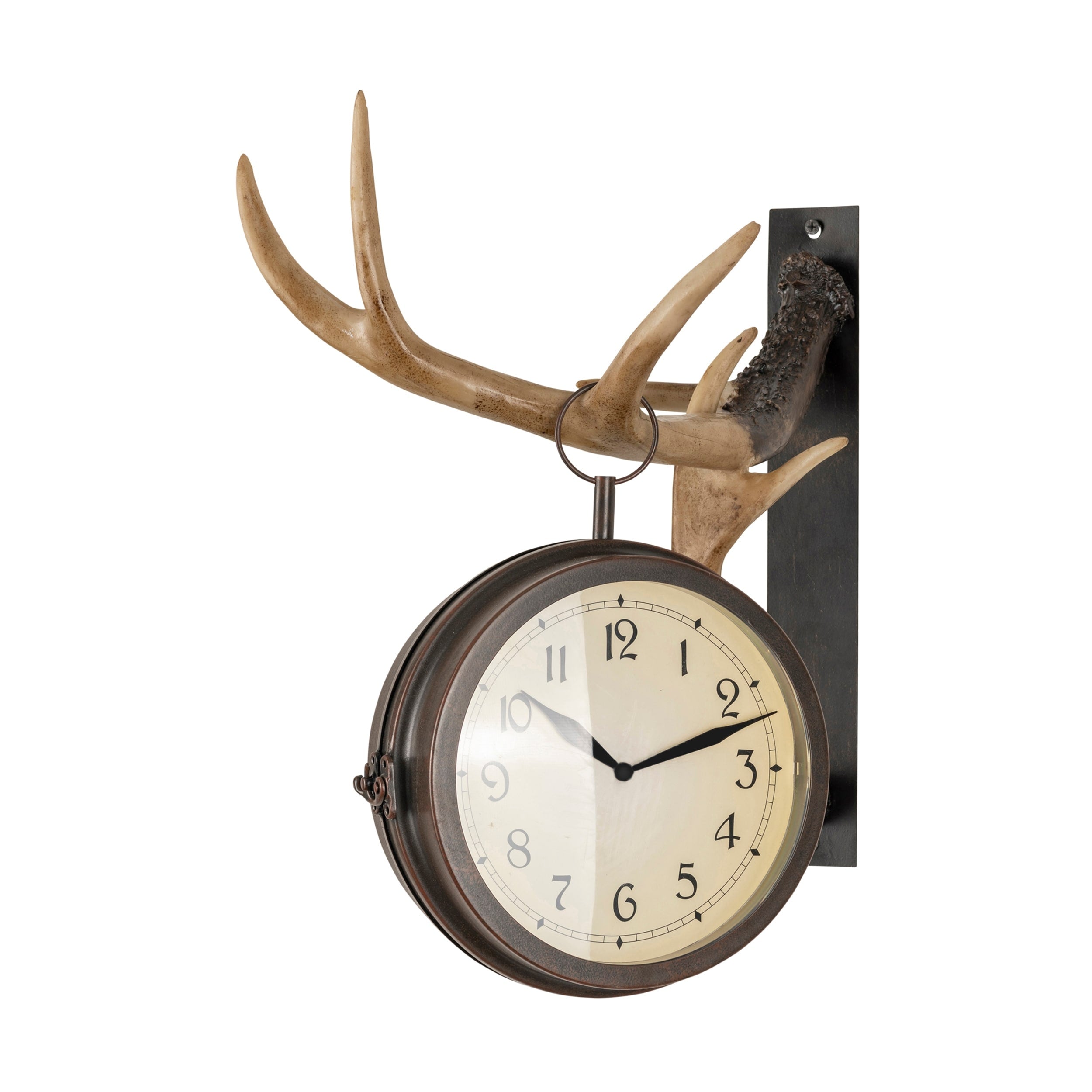 Deer Park 2-Sided Resin Clock - 13.75'' W x 18'' H x 11'' D