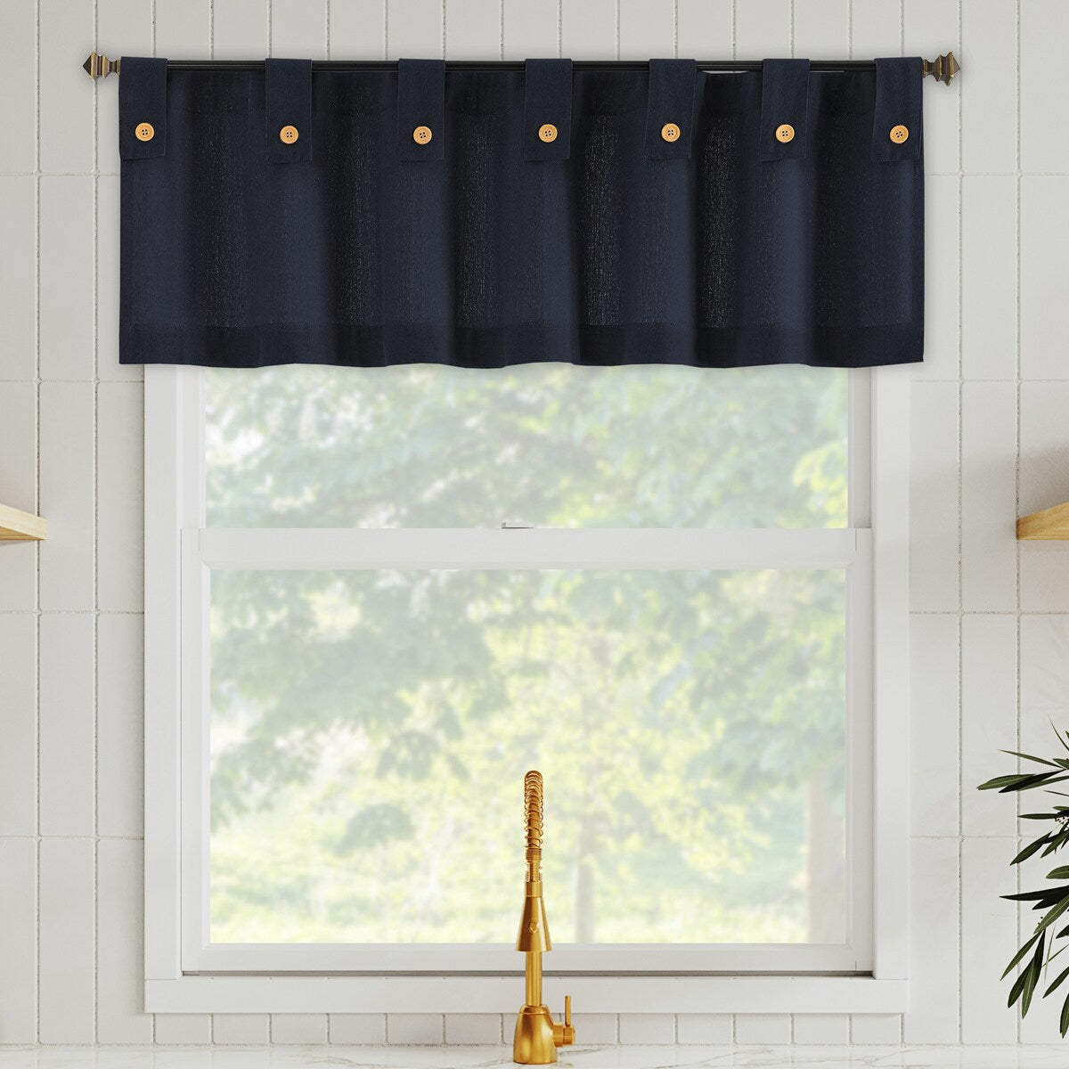 Archaeo Cotton Blend Button Tab Top Cafe Curtain Valance