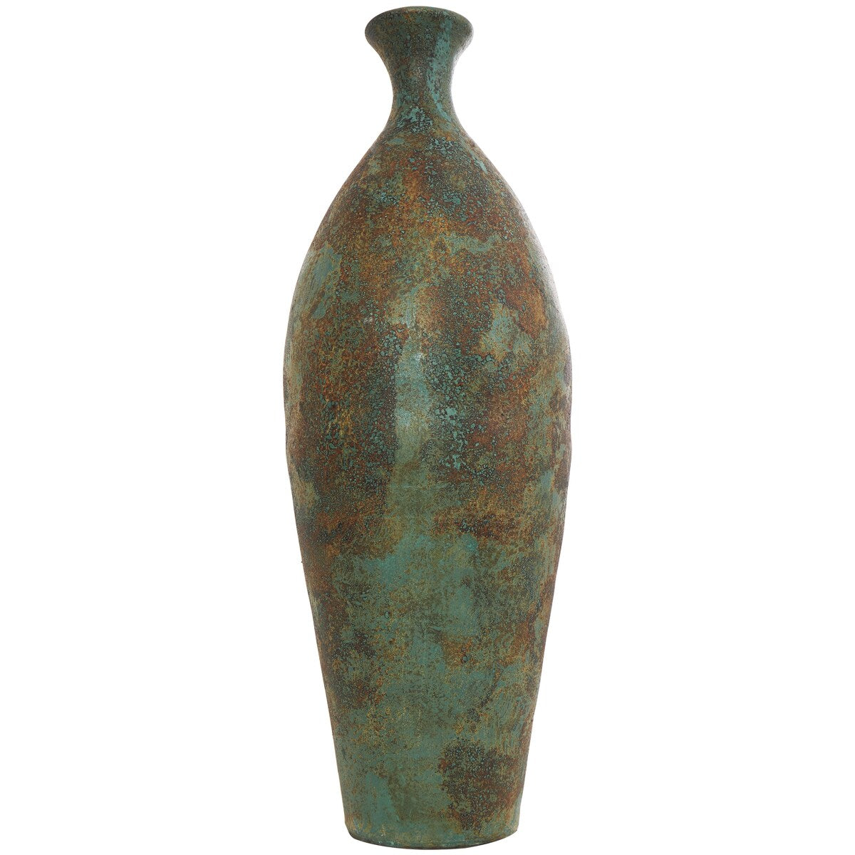 Ceramic Tall Distressed Antique Style Decorative Vase - Green - Roche River Decor